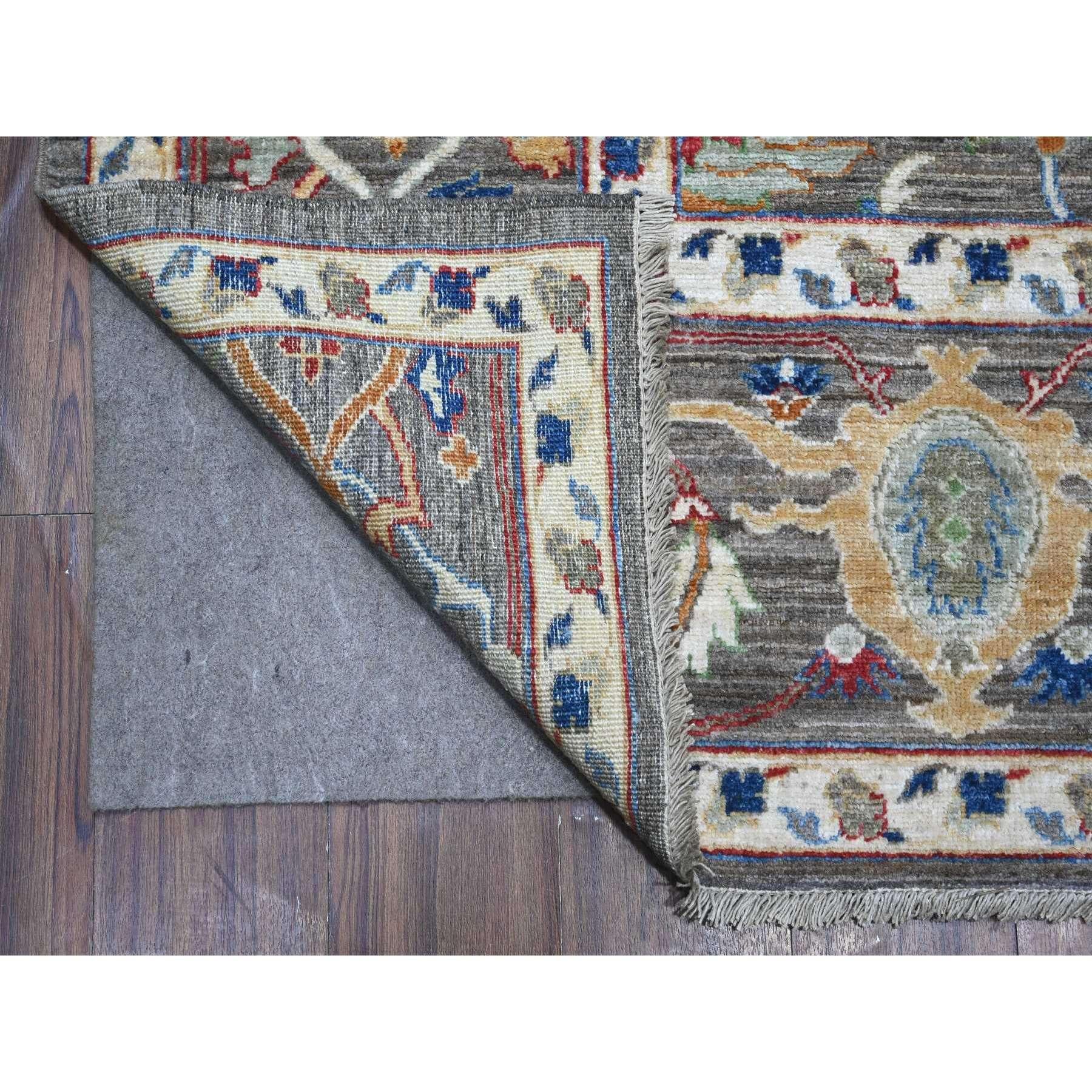 Afghan Tapis oriental gris Aryana Ziegler Mahal motif noué à la main 8'1
