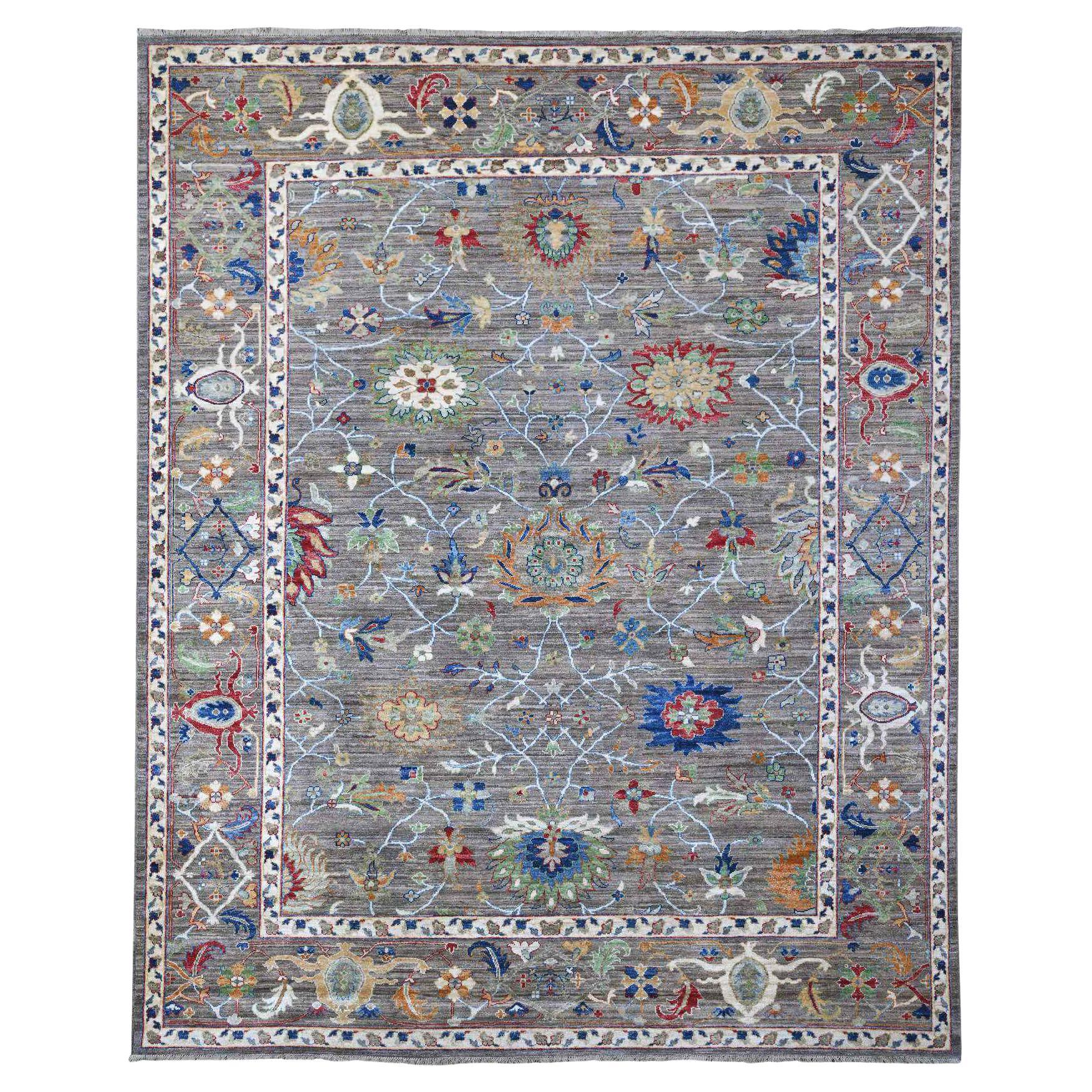 Tapis oriental gris Aryana Ziegler Mahal motif noué à la main 8'1" x 10'0"