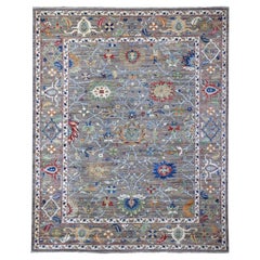 Grauer handgeknüpfter orientalischer Teppich aus Wolle mit Aryana Ziegler Mahal-Muster 8'1" x 10'0"