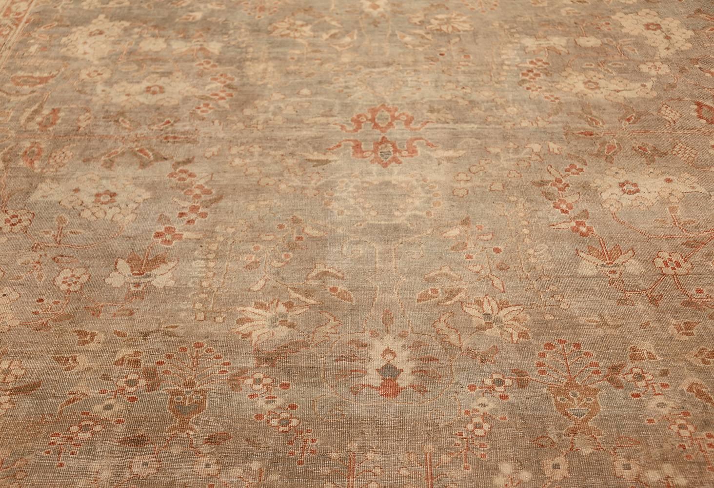 Beautiful Gray Background Antique Khorassan Persian Rug, Country of Origin / Rug Type: Persian Rug, Circa Rug: 1900 – Size: 9 ft 4 in x 11 ft 10 in (2.84 m x 3.61 m).