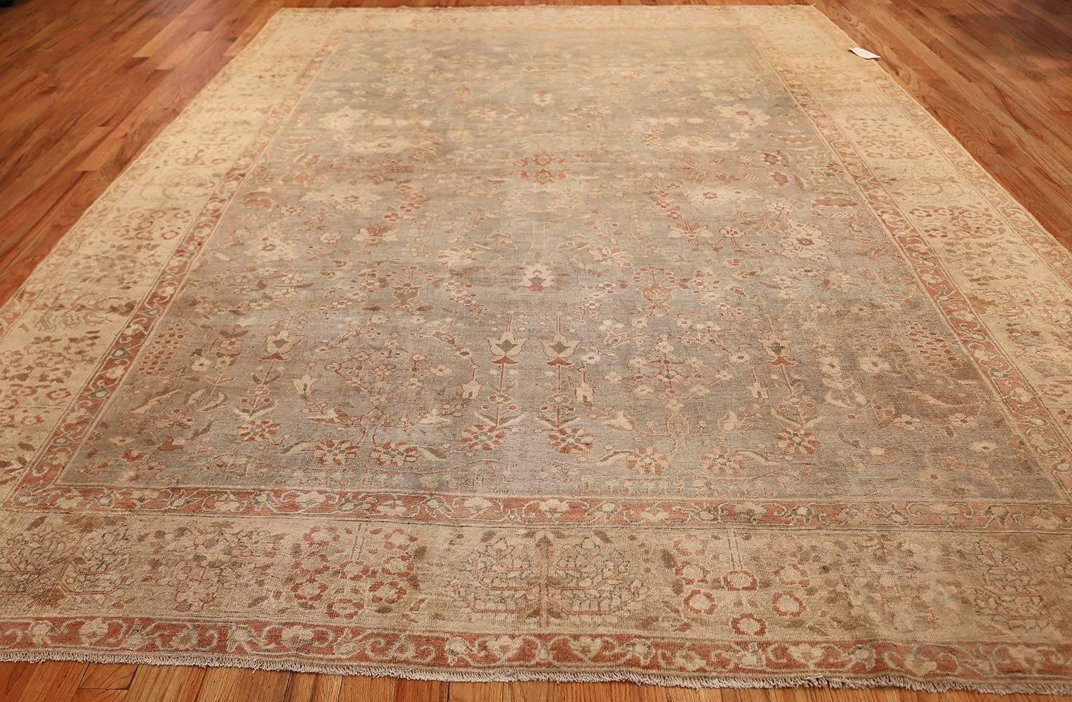Gray Background Antique Khorassan Persian Rug. Size: 9 ft 4 in x 11 ft 10 in In Good Condition In New York, NY