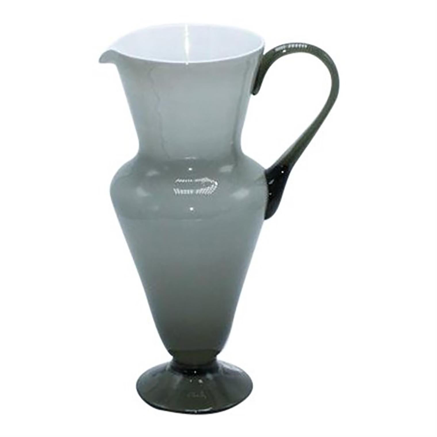 Gray Balboa white cased Murano glass pitcher, circa 1960.