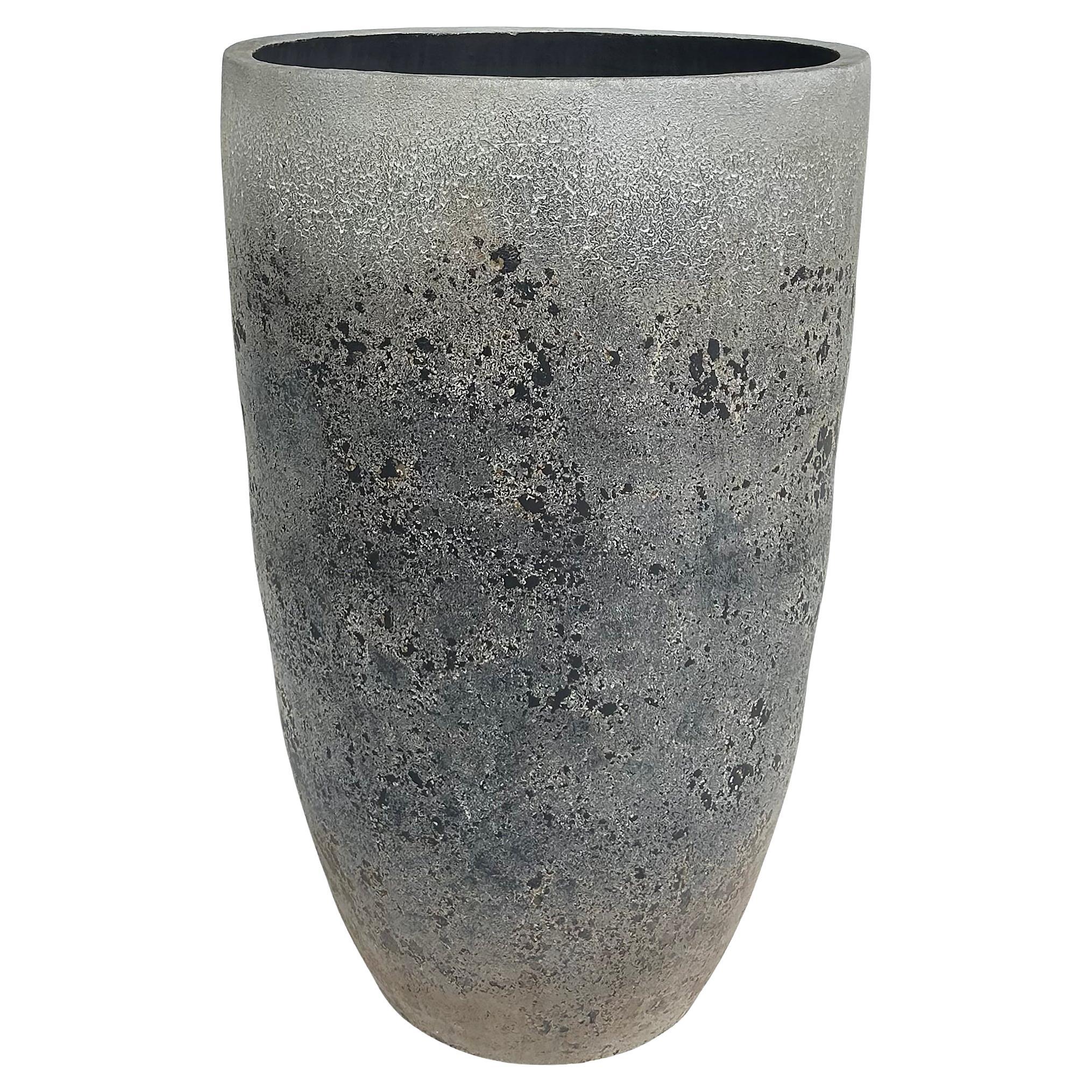 Gray Balinese Terracotta Antique Planters, Two Available