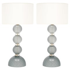 Gray "Baloton" Murano Glass Lamps