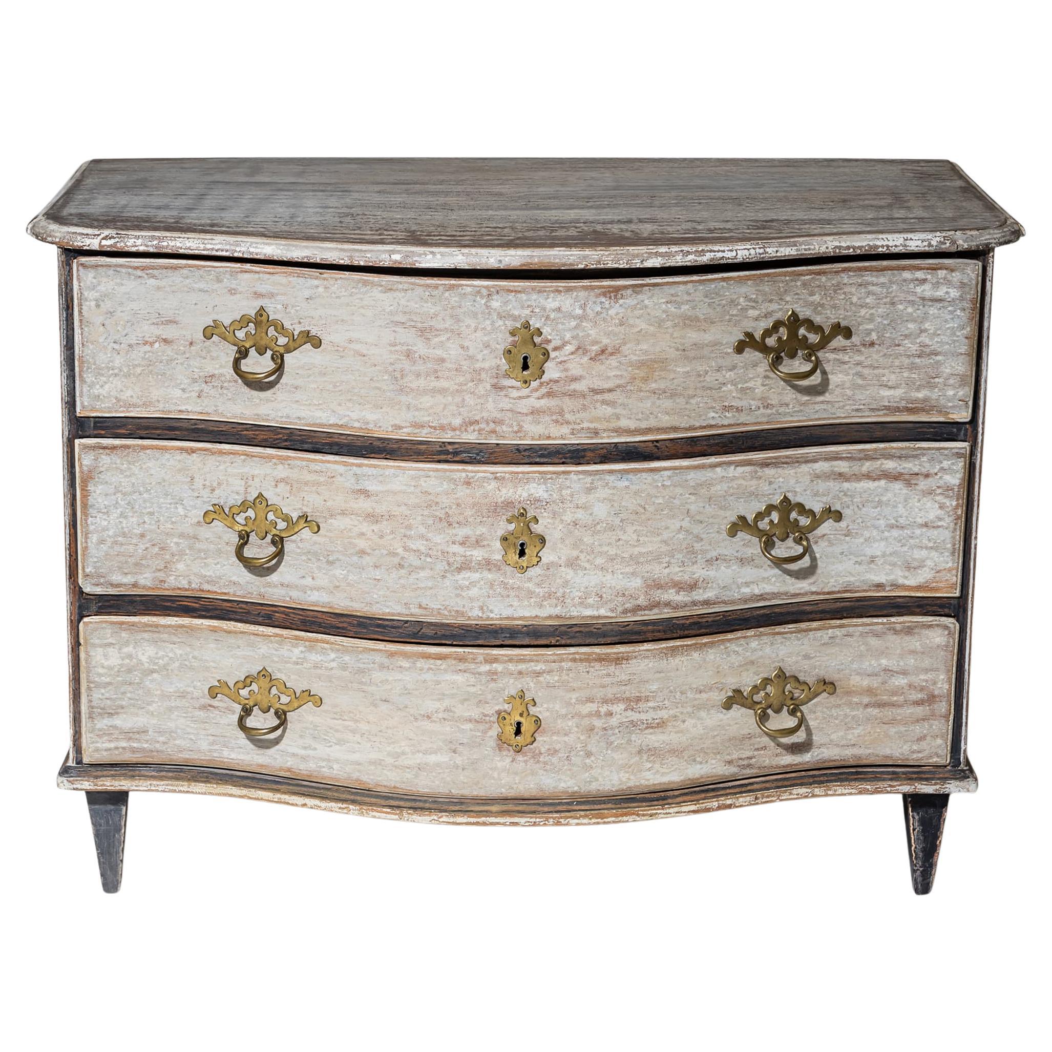 Gray Baroque Chest of Drawers, 18th Century
