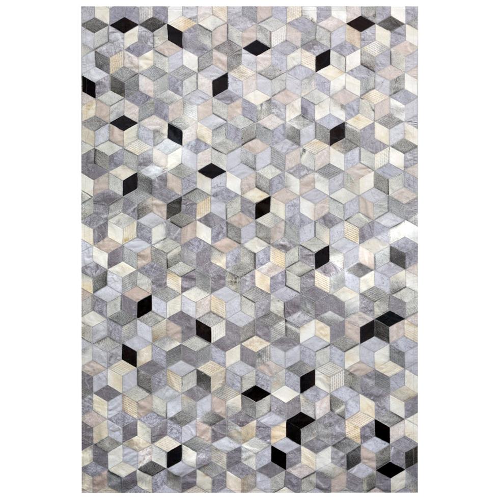 Gray, Black Caramel Dedalo Cowhide & Viscose Customizable Area Floor Rug XXLarge