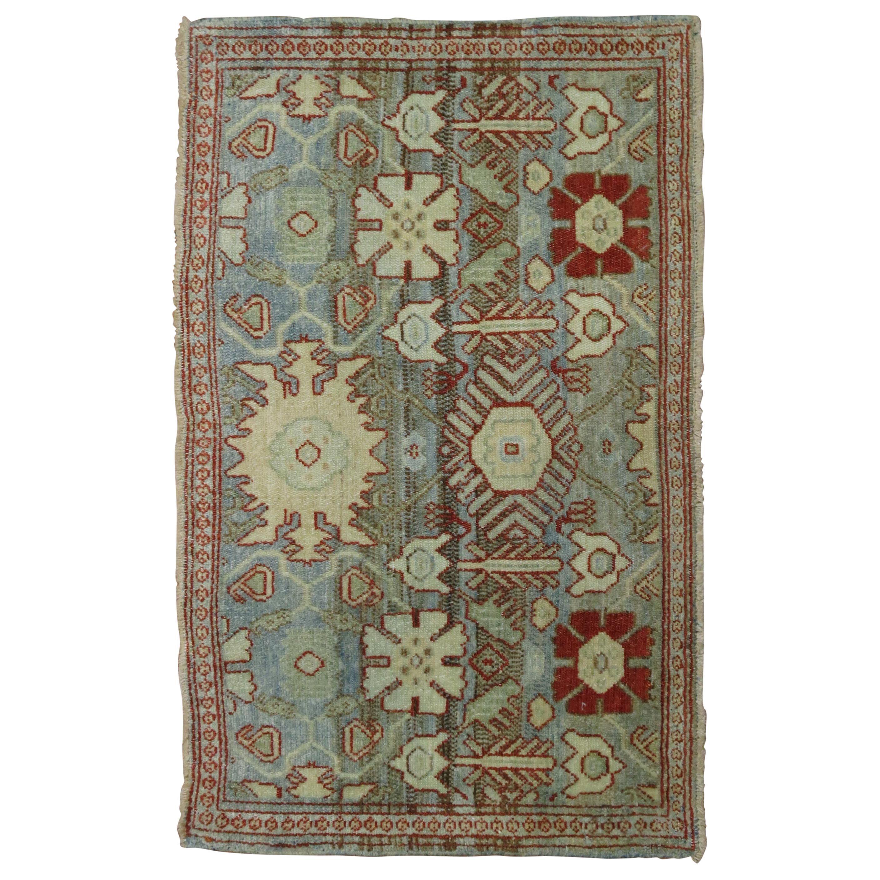 Gray Blue 20th Century Antique Persian Oriental Rug Mat Size Rug