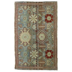 Gray Blue 20th Century Vintage Persian Oriental Rug Mat Size Rug