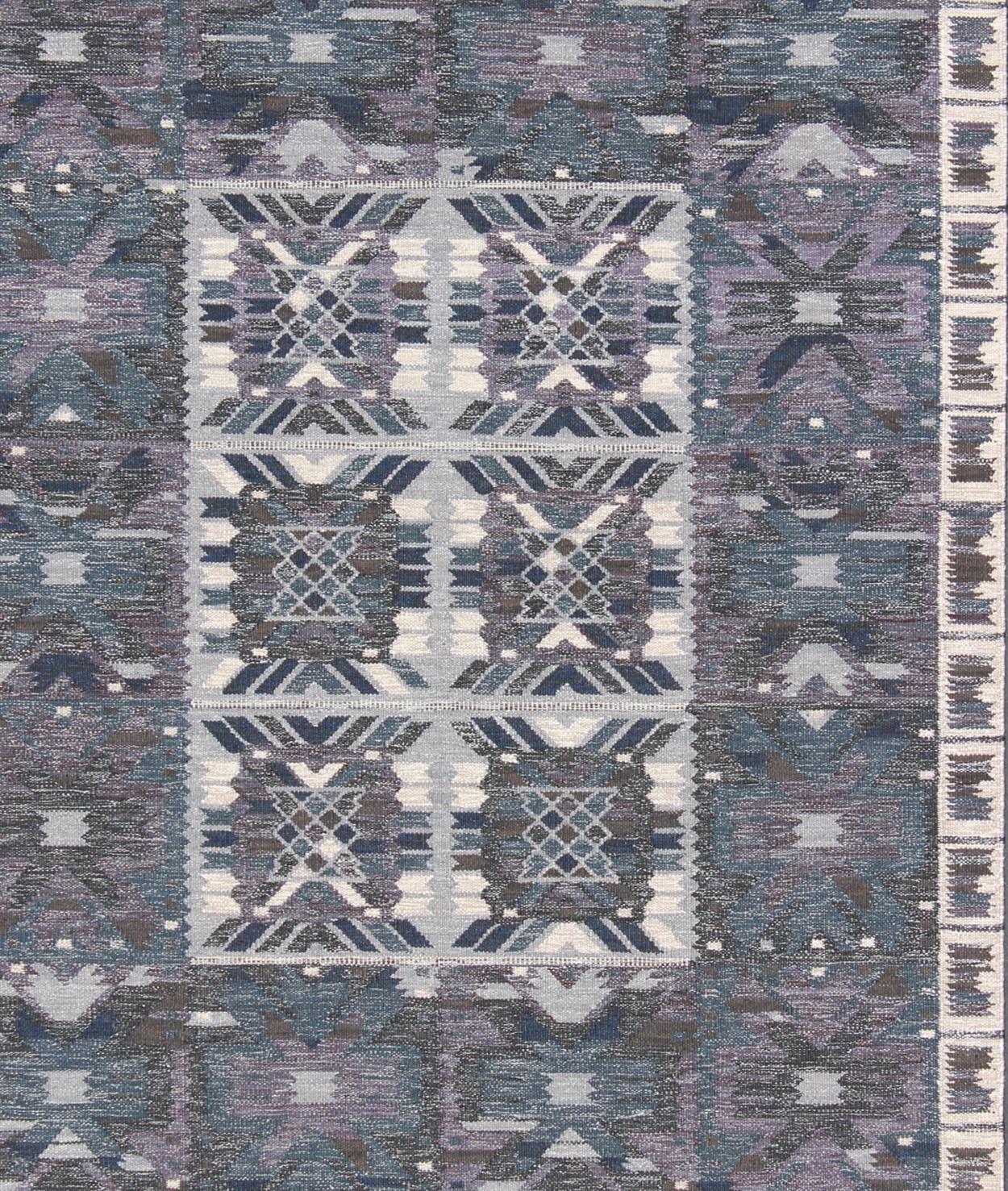 blue flat weave rug