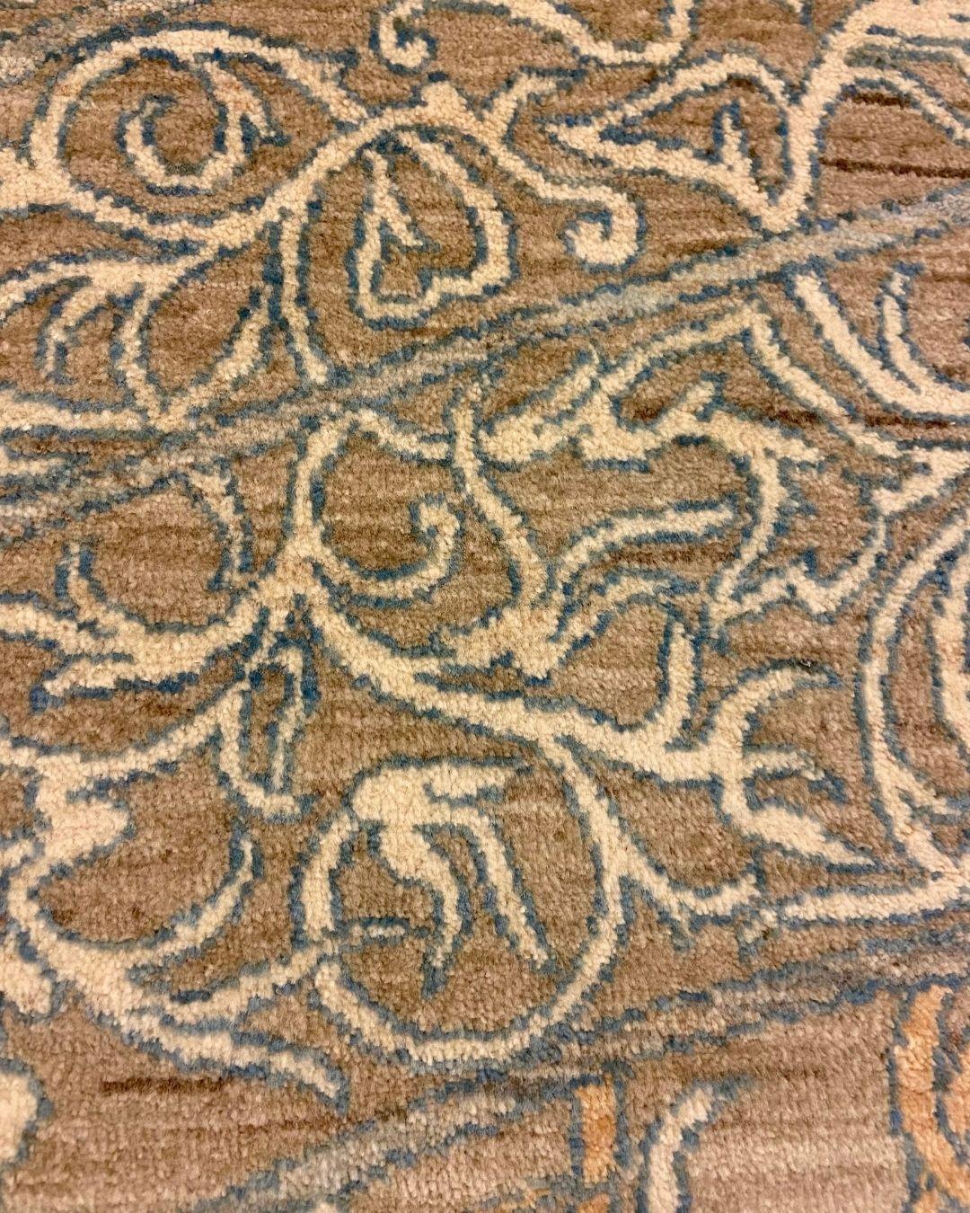 Gray, Blue, and Orange Wool Persian Rug Monarch with Butterfly Design, 4' x 6' For Sale 2