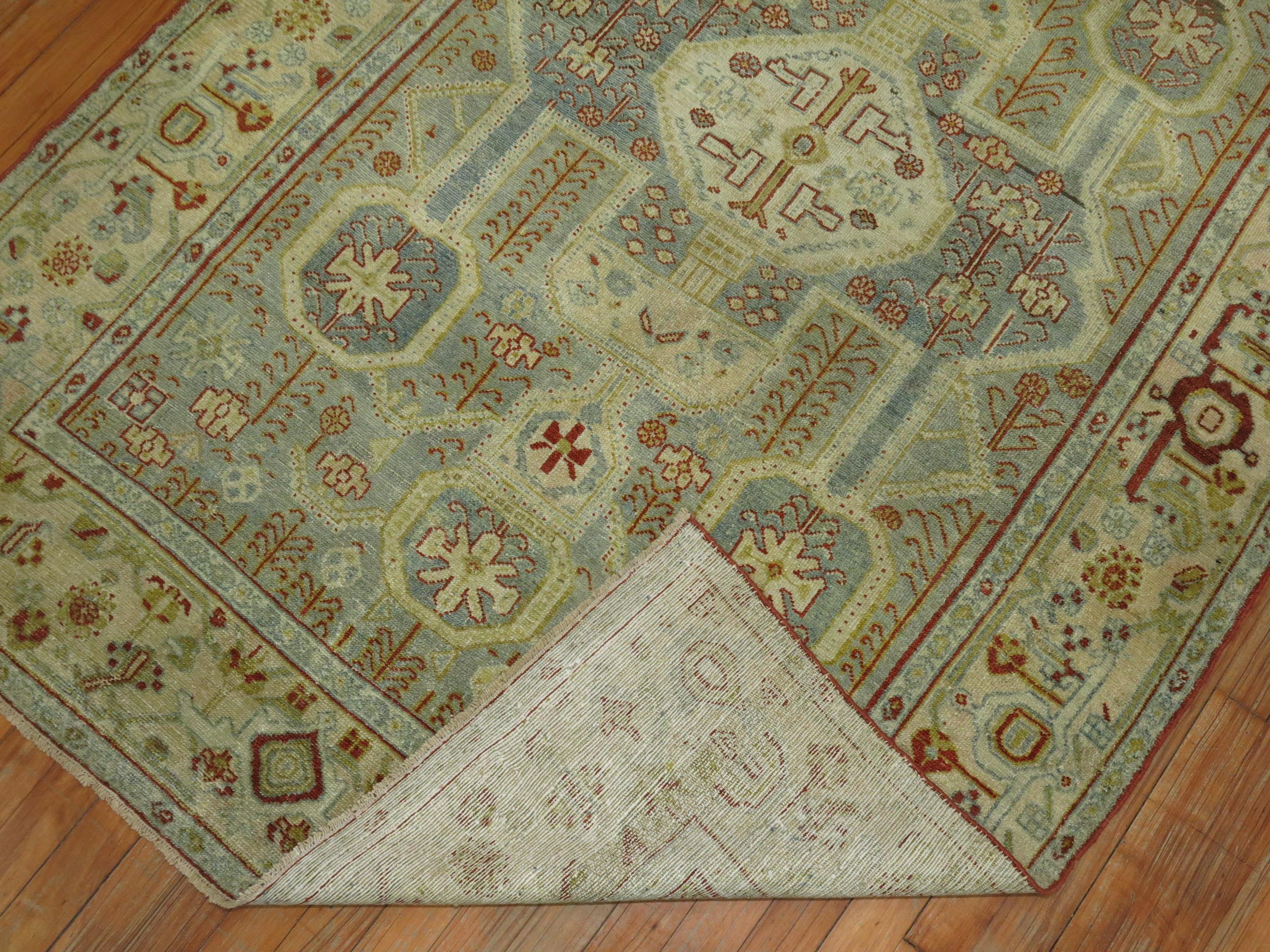 20th Century Gray Blue Antique Persian Malayer Accent Rug For Sale