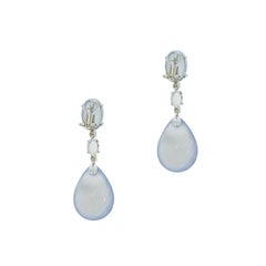 Gray Blue Chalcedony Drop Earrings