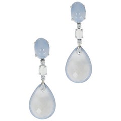 Gray Blue Chalcedony Drop Earrings