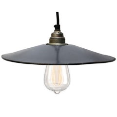 Gray Blue Enamel French Vintage Industrial Pendant Light