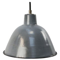 Gray Blue Enamel Vintage Industrial Factory Pendant Light