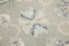 Gray & Blue Floral Design Handwoven Wool Turkish Oushak Rug 2'9" x 4'11"