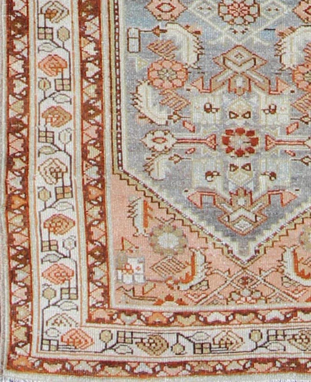 Colorful Floral Geometric Persian Malayer antique runner with vertical medallions, rug sus-1807-285, country of origin / type: Iran / Mahal, circa 1920.

This antique Persian Malayer runner, circa early 20th century, relies heavily on exquisite