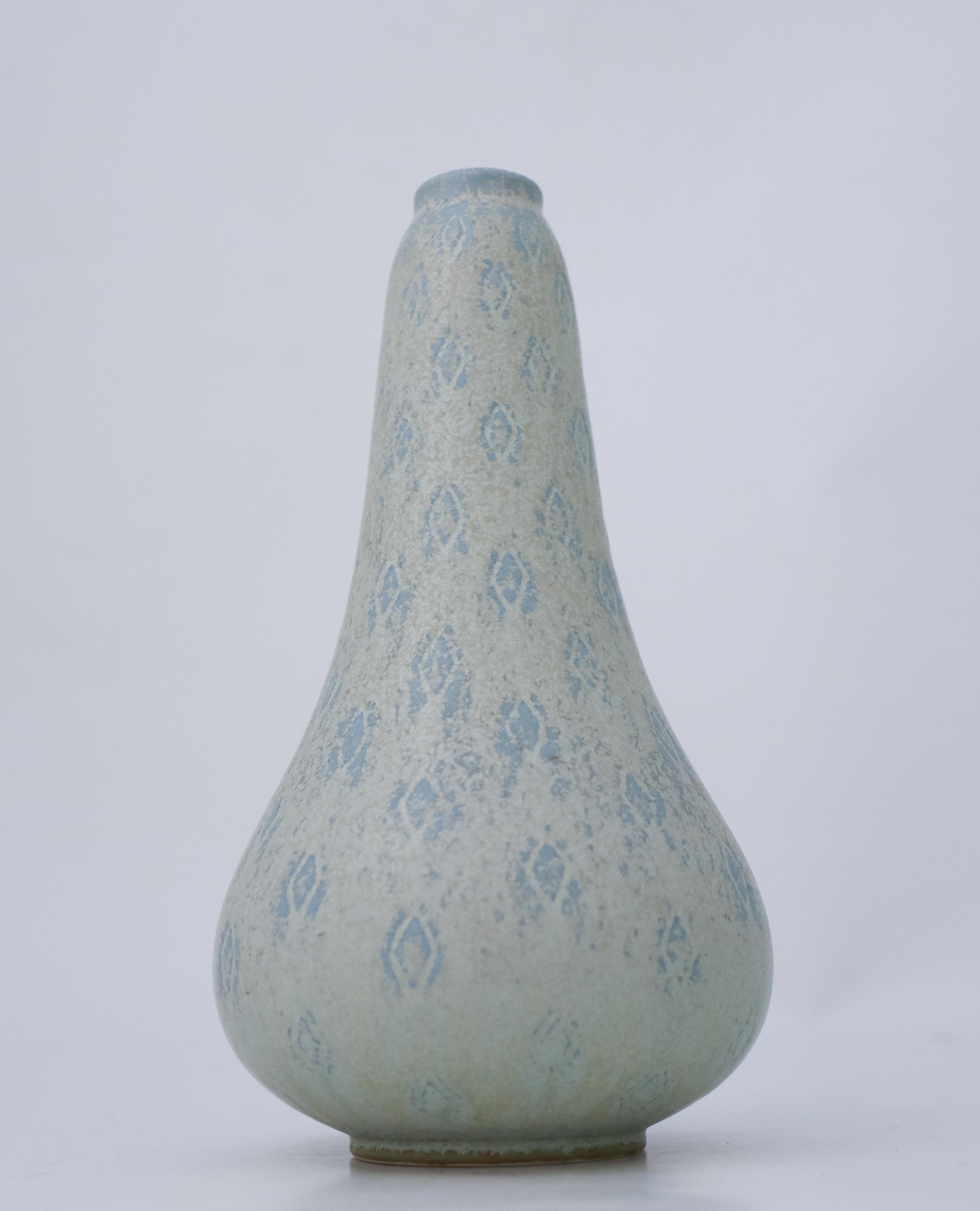 Swedish Gray & Blue Vase, Gunnar Nylund, Rörstrand, Scandinavian Midcentury Vintage For Sale
