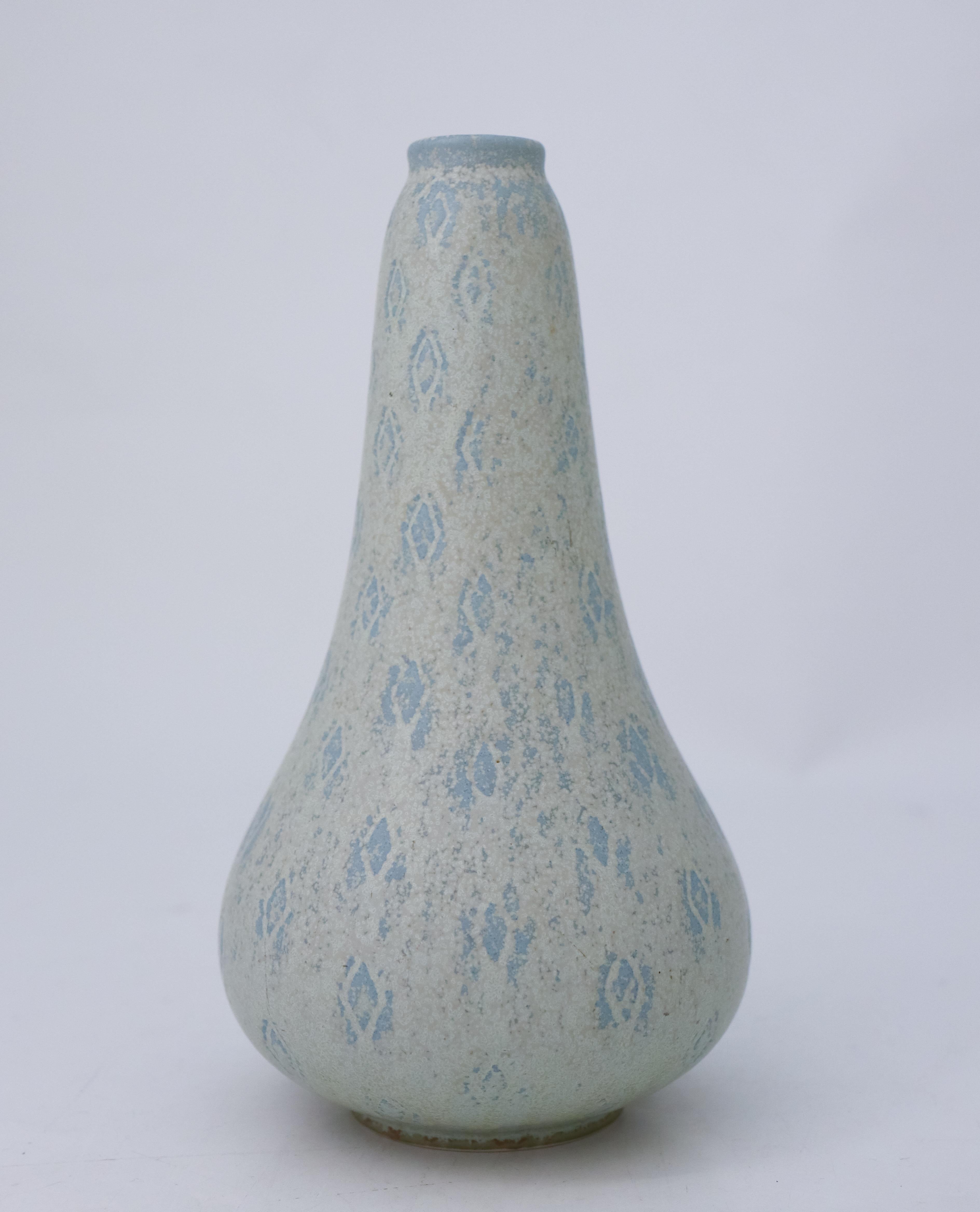 Glazed Gray & Blue Vase, Gunnar Nylund, Rörstrand, Scandinavian Midcentury Vintage For Sale