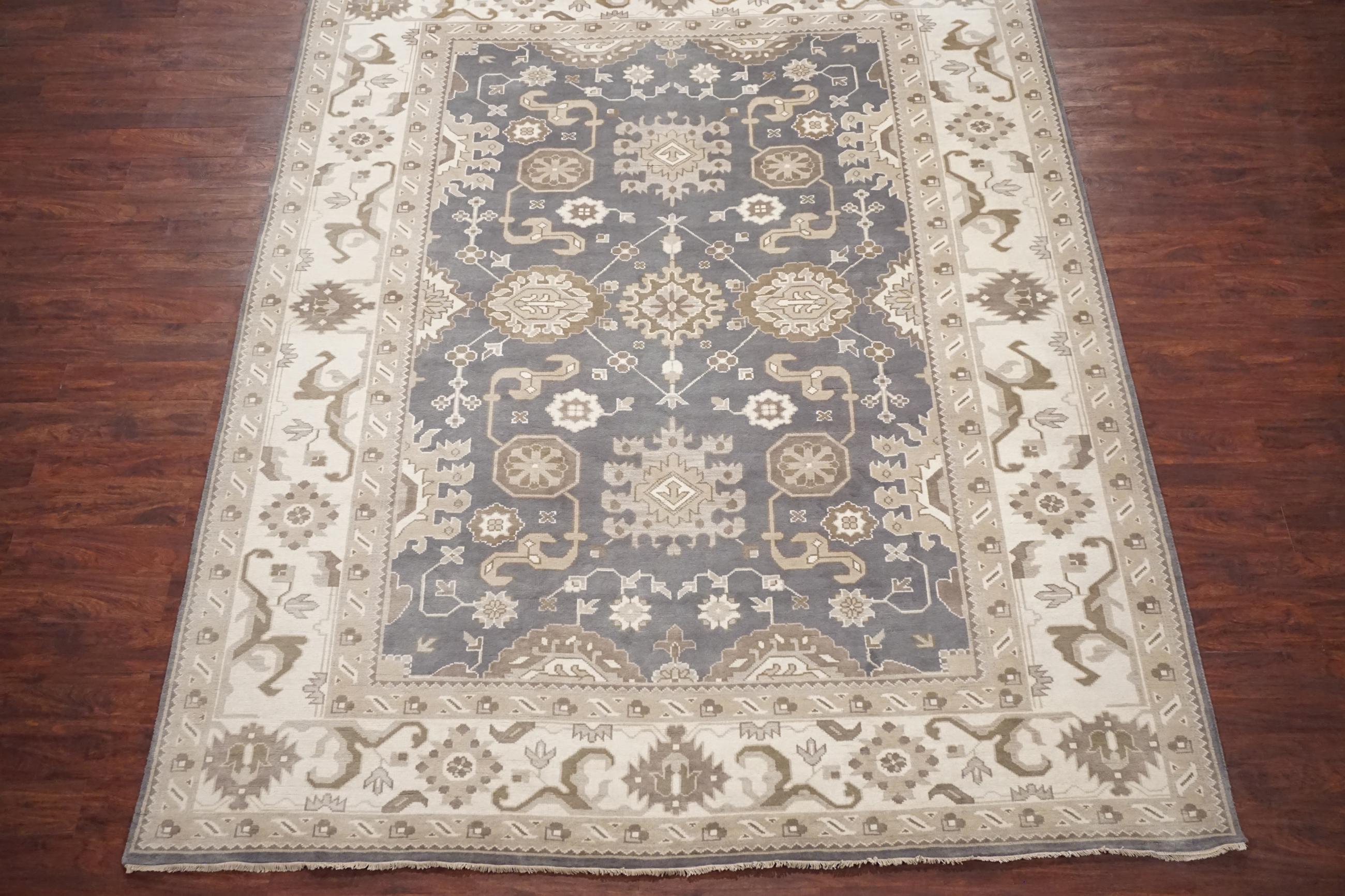 Indian Gray-Blue Vegetable Dyed Oushak For Sale