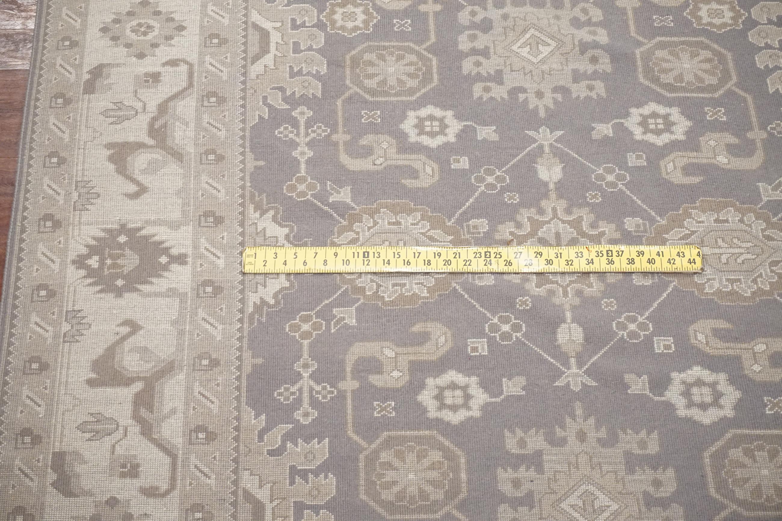 Wool Gray-Blue Vegetable Dyed Oushak For Sale