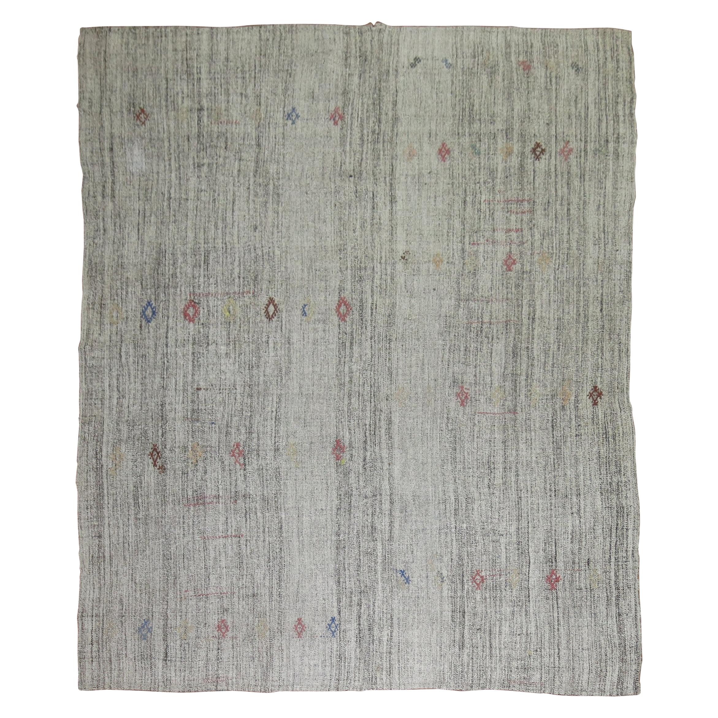 Gray Bohemian Turkish Kilim For Sale