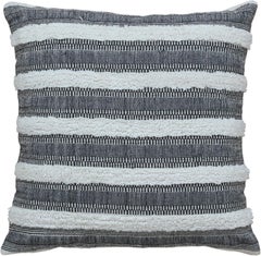 Gray Boho Chic Wool and Cotton Pillow With Geometric Design