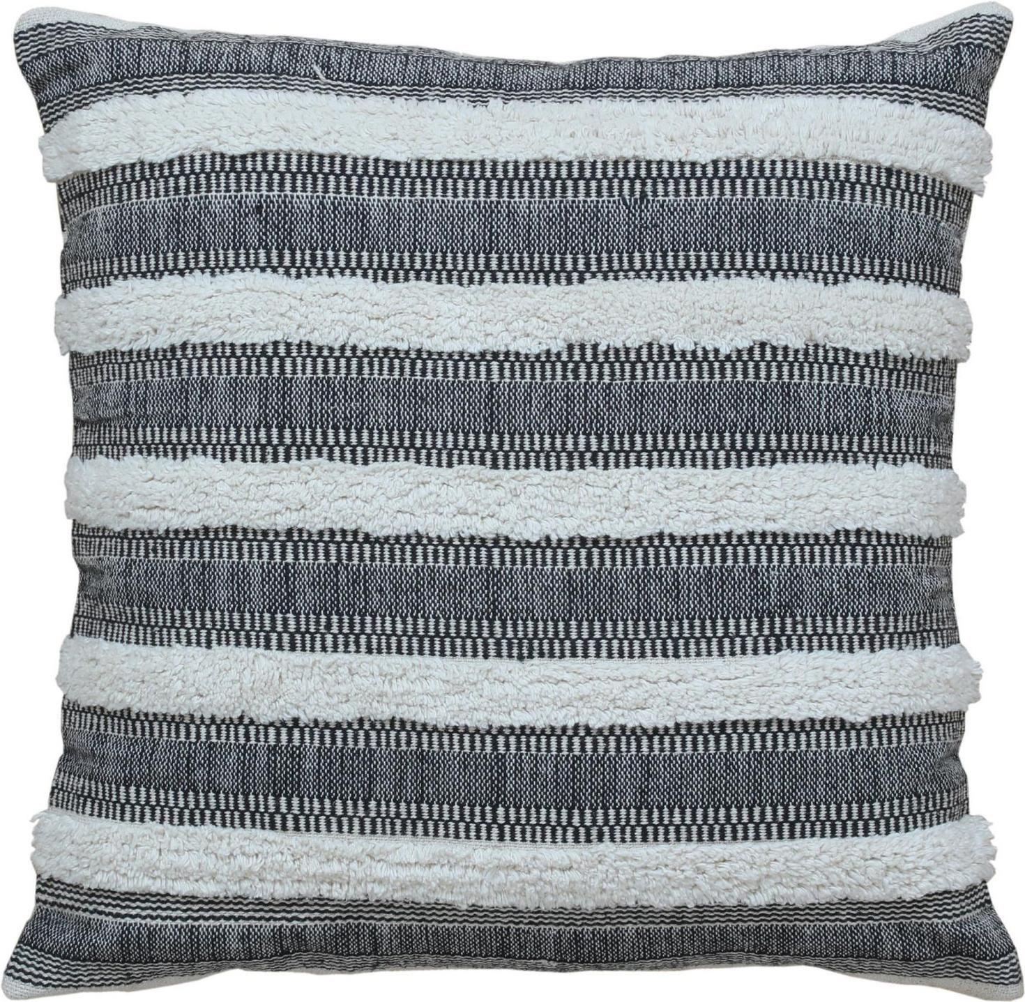 Indian Gray Boho Chic Wool and Cotton Pillow With Geometric Design For Sale