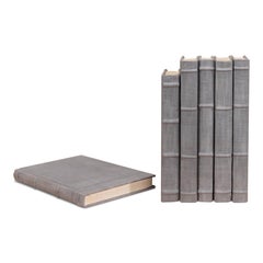 Gray Book Set of 12 in Linen, Raised Spine Bands