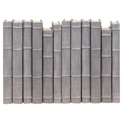 Gray Book Set of 12 in Linen, Raised Spine Bands