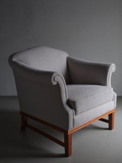 Gray Boucle Lounge Chair, Sweden 1940s