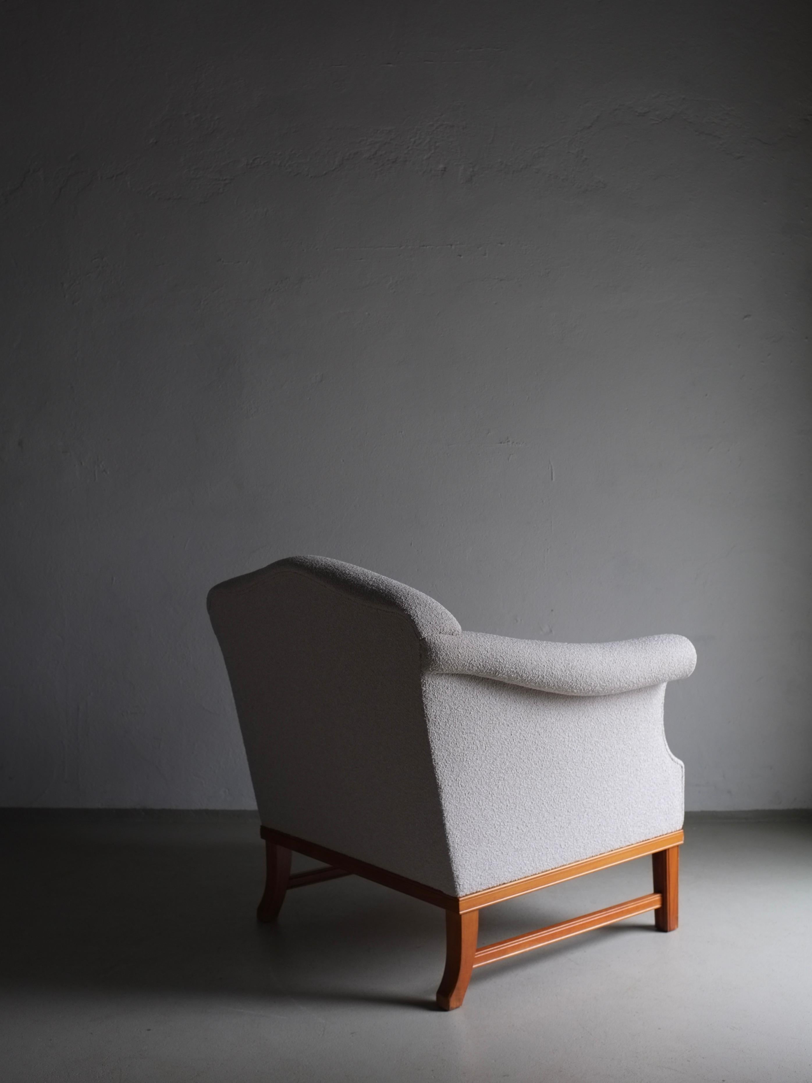 Gray Boucle Lounge Chair, Sweden 1940s In Good Condition For Sale In Rīga, LV