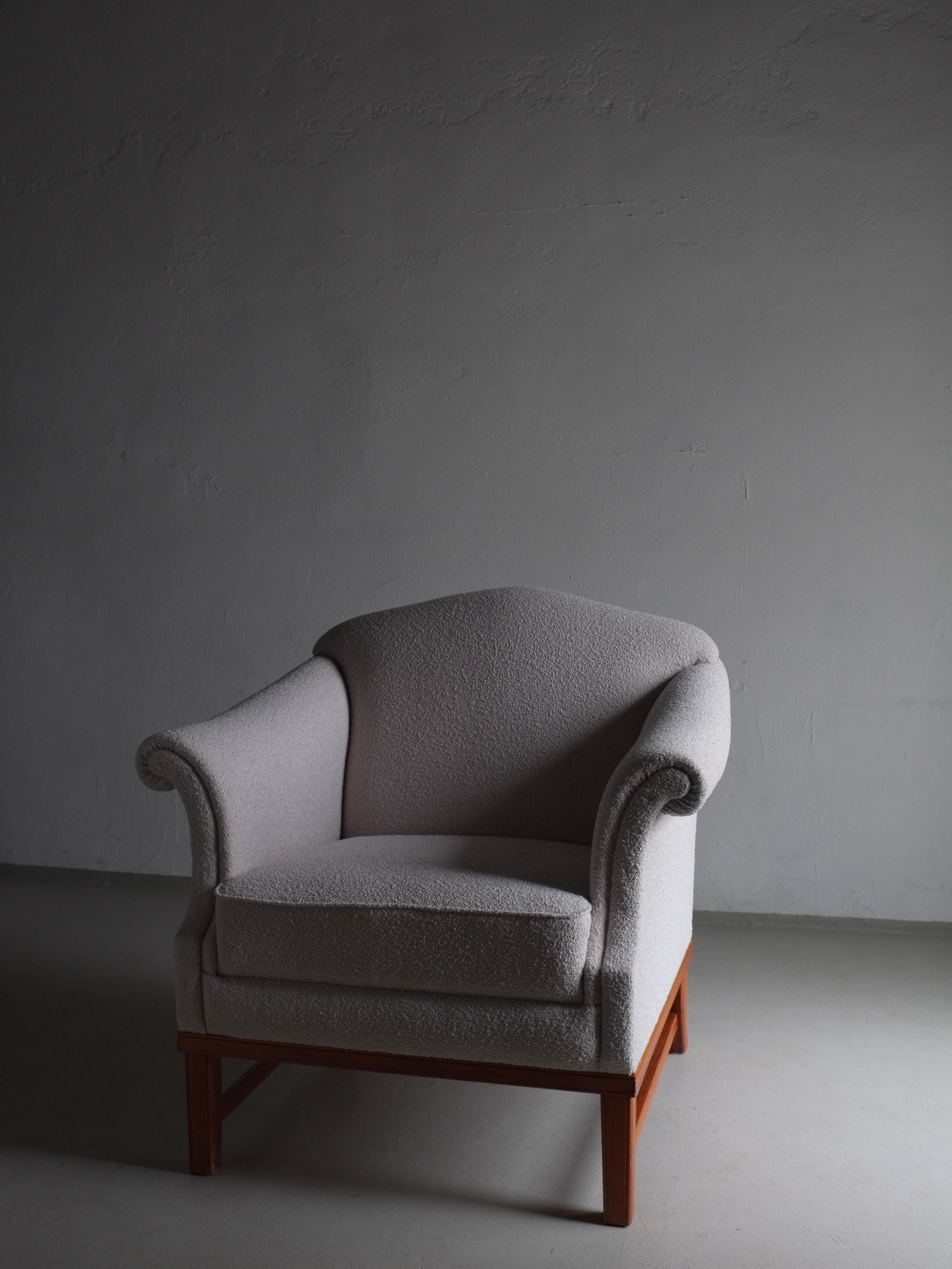 20th Century Gray Boucle Lounge Chair, Sweden 1940s For Sale