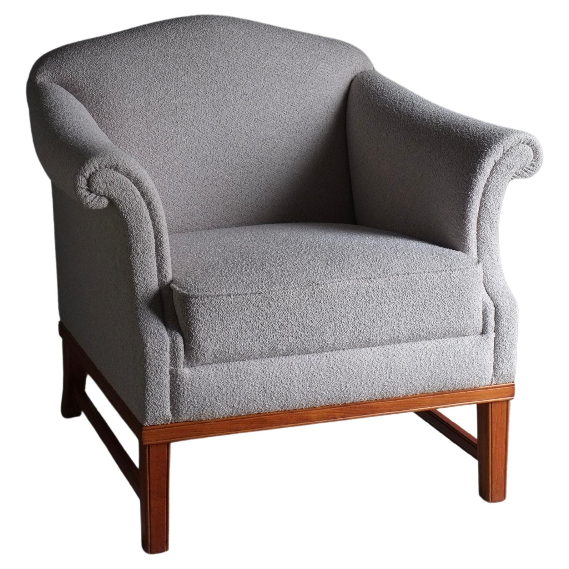 Fauteuil de salon bouclé gris, Suède, années 1940