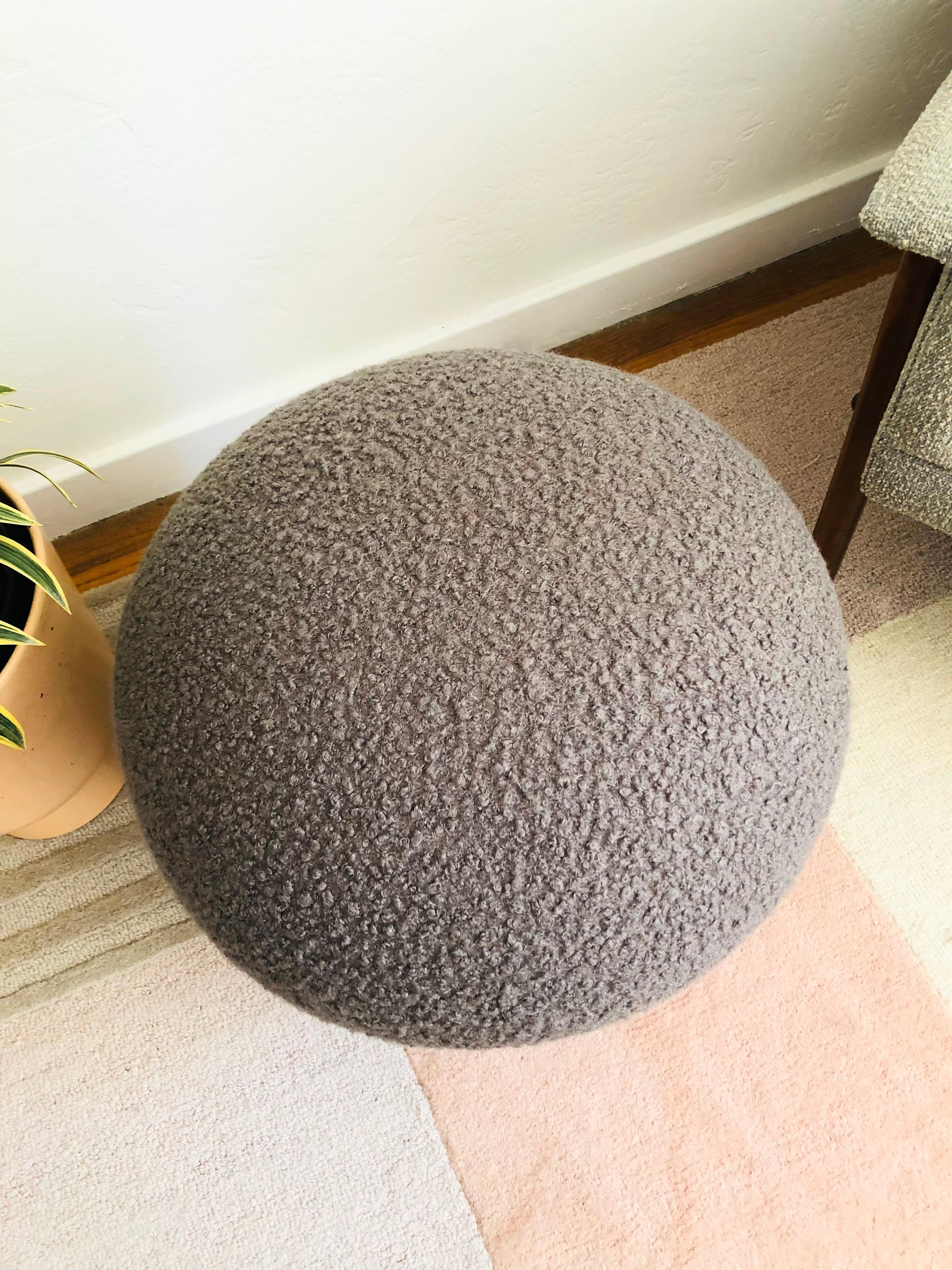 American Mushroom Ottoman in Gray Boucle