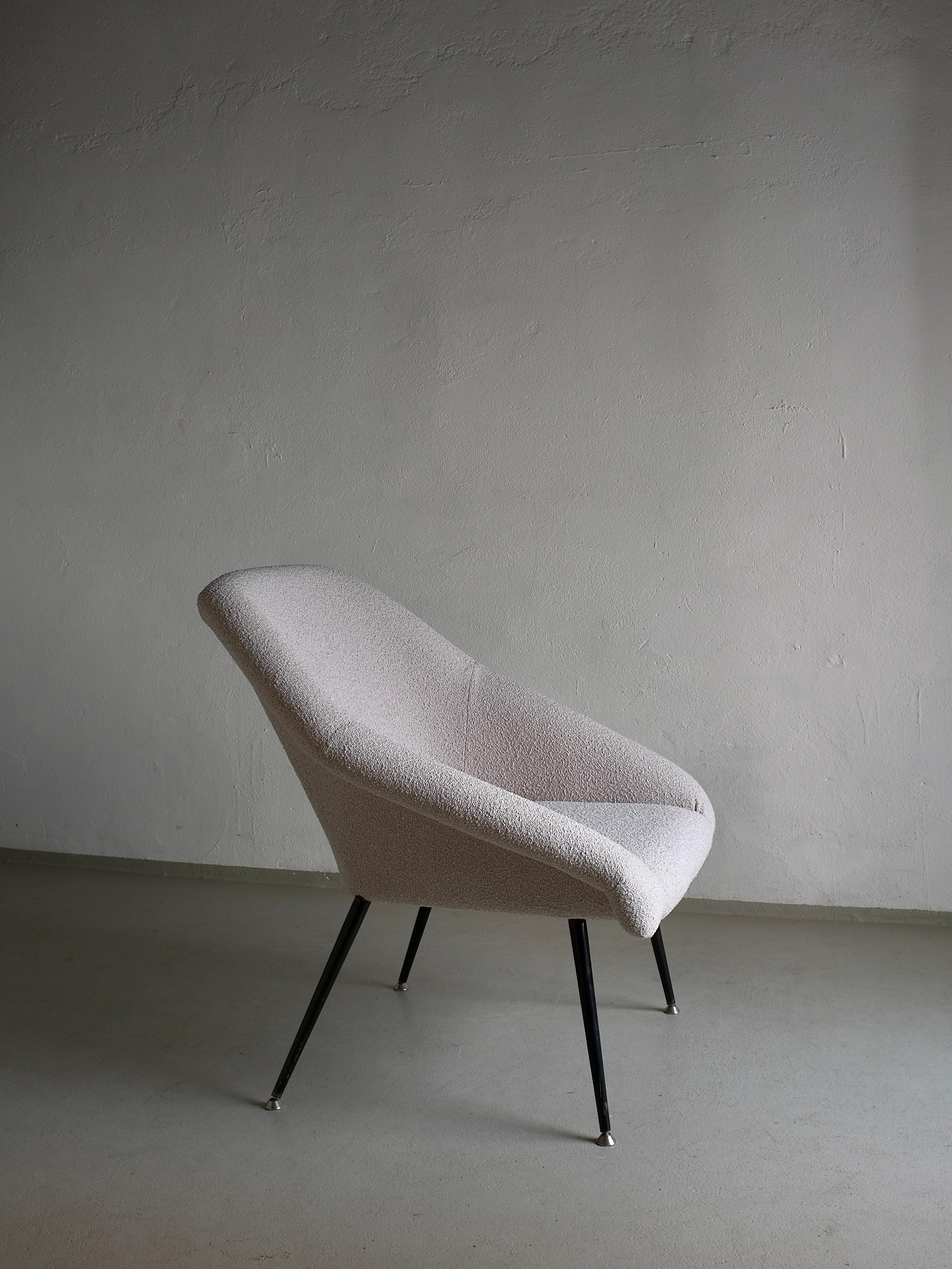Sillón Boucle Shell Gris, Alemania, años 60 Moderno de mediados de siglo en venta