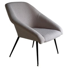 Gray Boucle Shell Armchair, Germany, 1960s