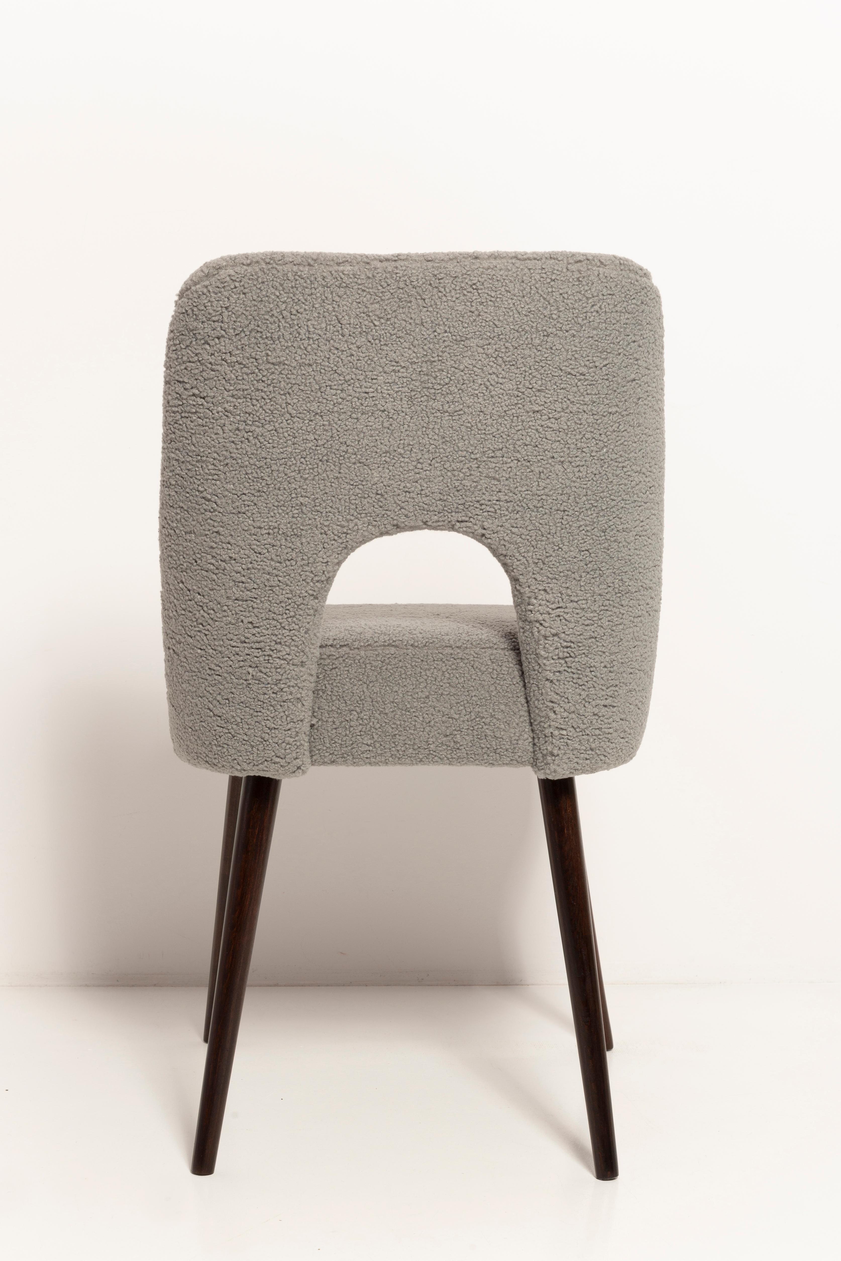 Sedia 'Shell' in bouclé grigio, Europa, anni '60 in vendita 4