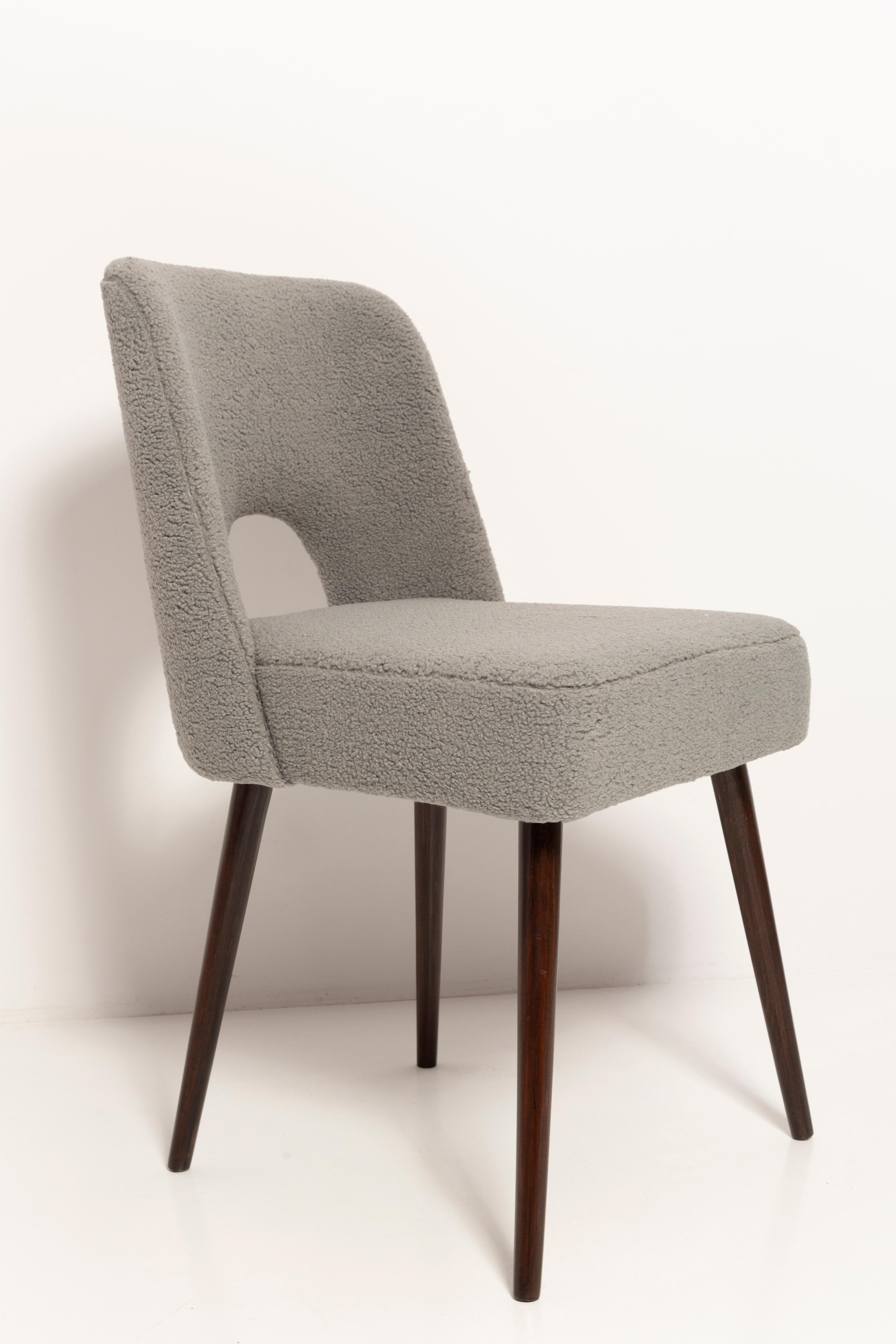 Mid-Century Modern Gray Boucle 'Shell' Chair, Europe, 1960s For Sale