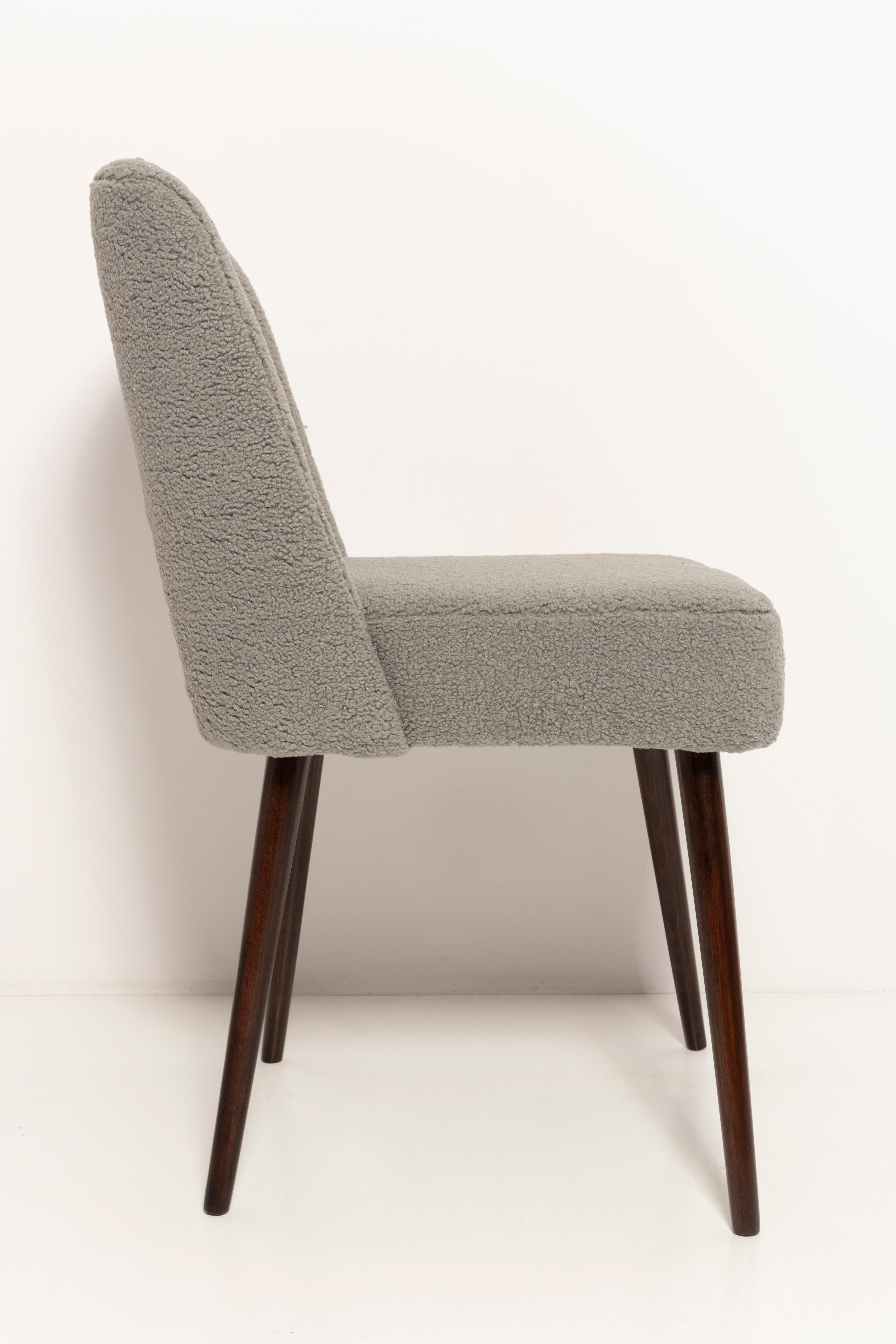 Hand-Crafted Gray Boucle 'Shell' Chair, Europe, 1960s For Sale
