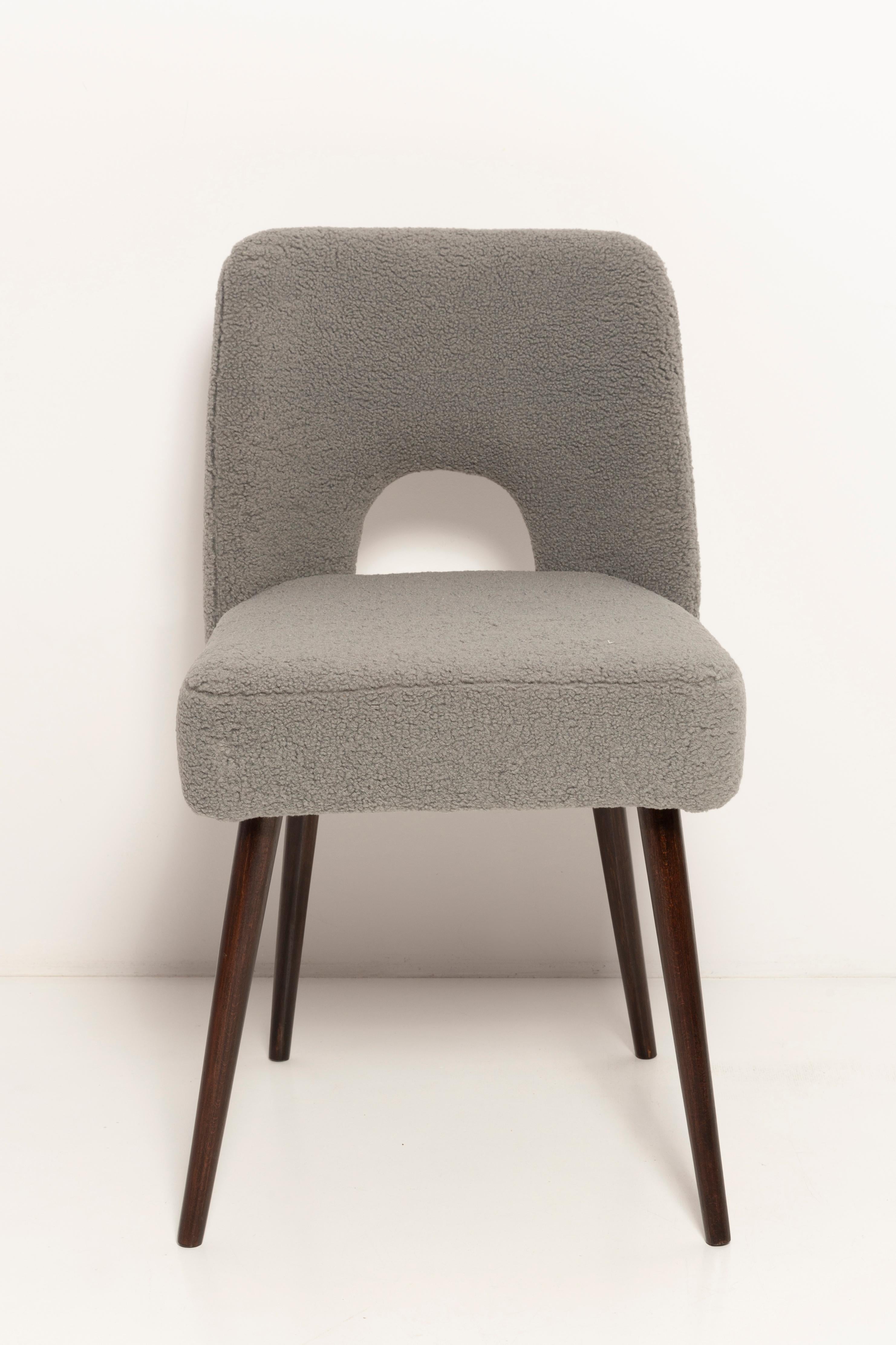 Gray Boucle 'Shell' Chair, Europe, 1960s In Excellent Condition For Sale In 05-080 Hornowek, PL