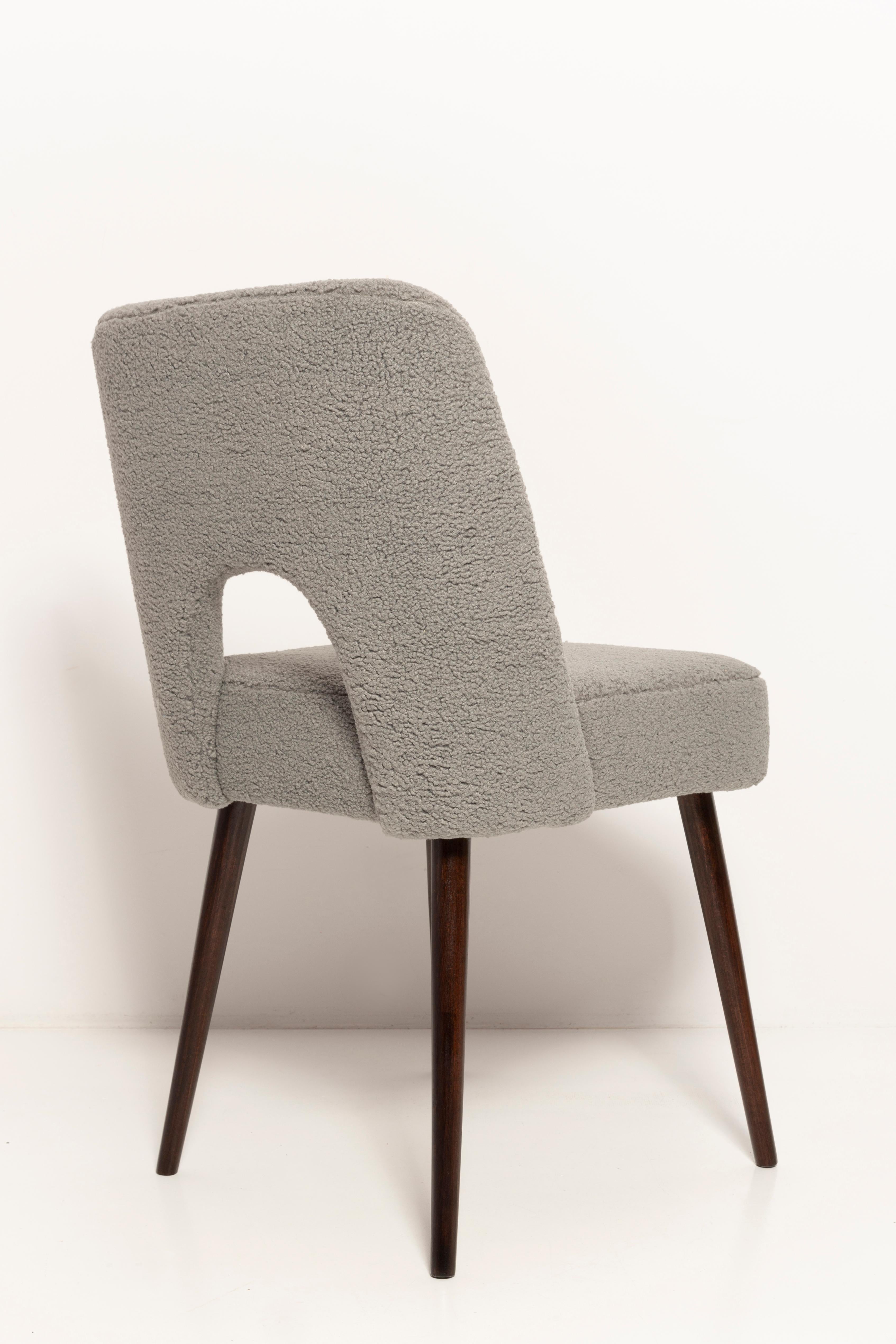 Textile Gray Boucle 'Shell' Chair, Europe, 1960s For Sale