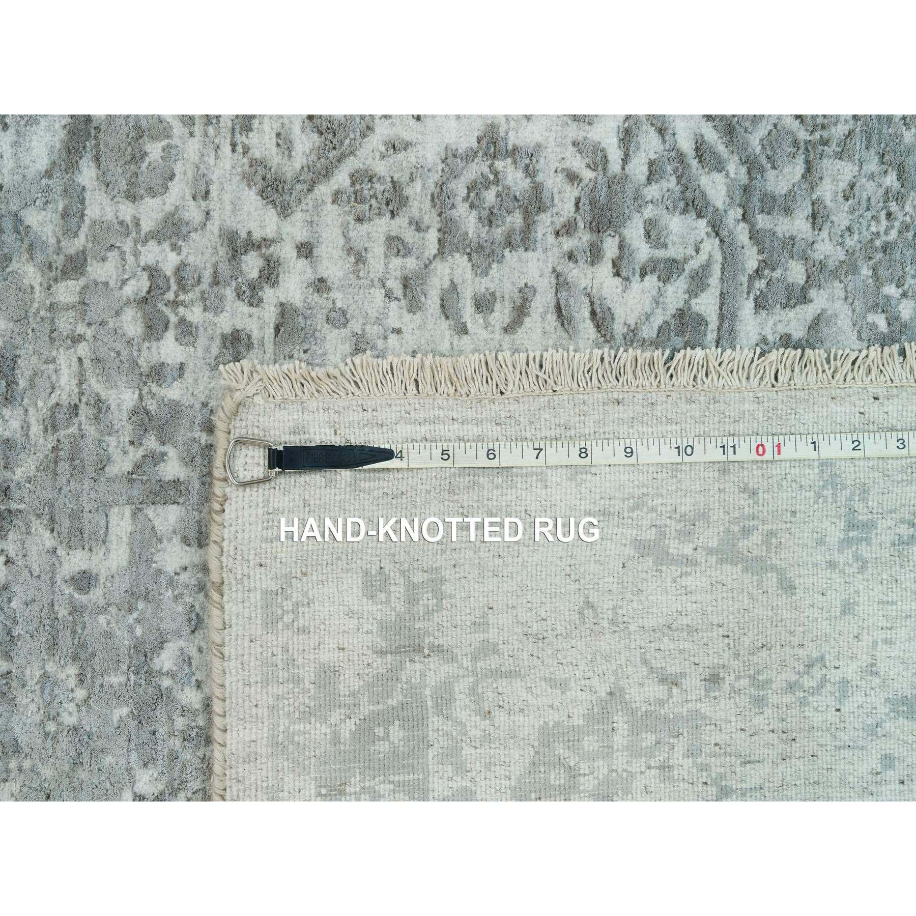 Tappeto orientale in lana e seta Gray Broken Persian Design Annodato a mano 8'0