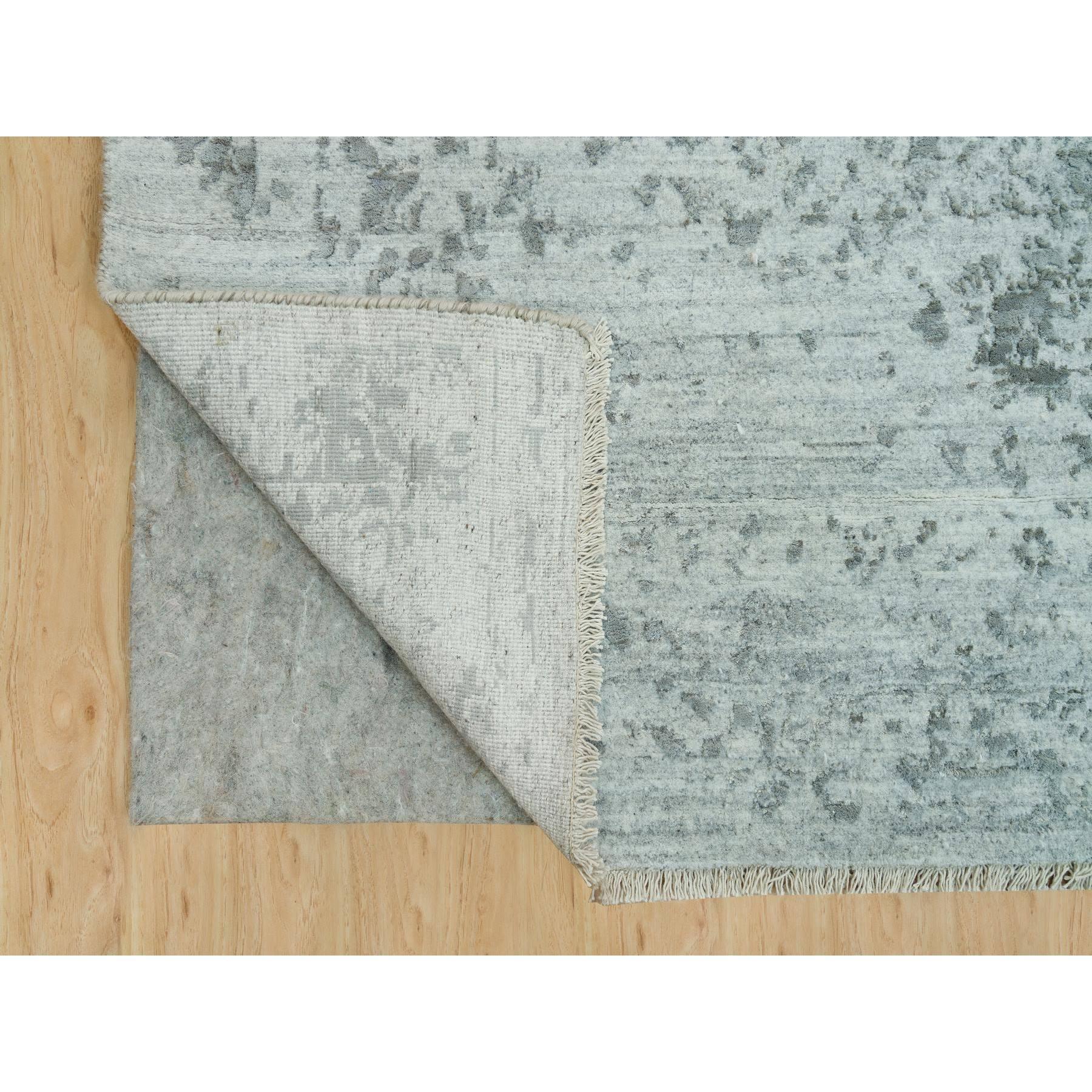 Indiano Tappeto orientale in lana e seta Gray Broken Persian Design Annodato a mano 8'0