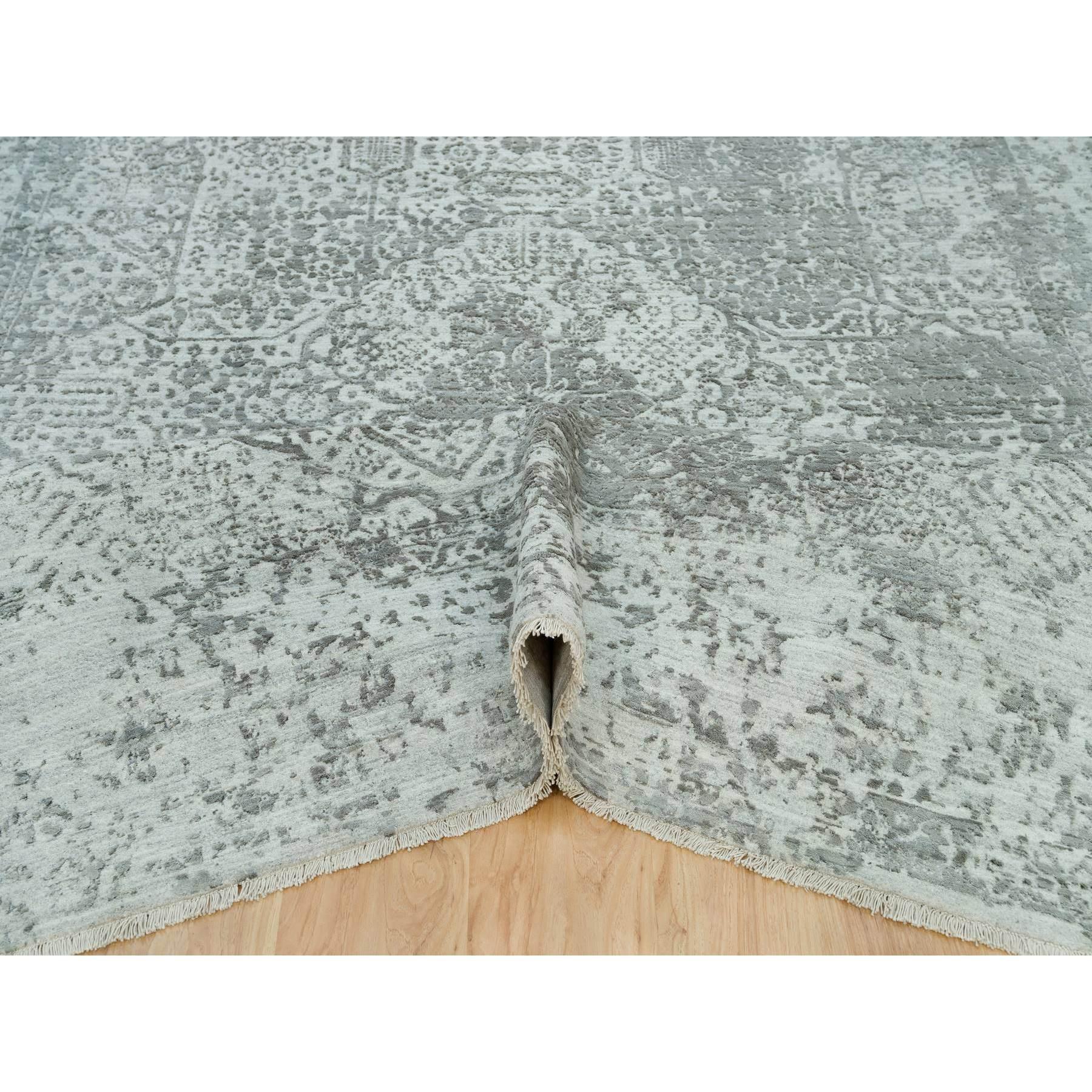 Tappeto orientale in lana e seta Gray Broken Persian Design Annodato a mano 8'0