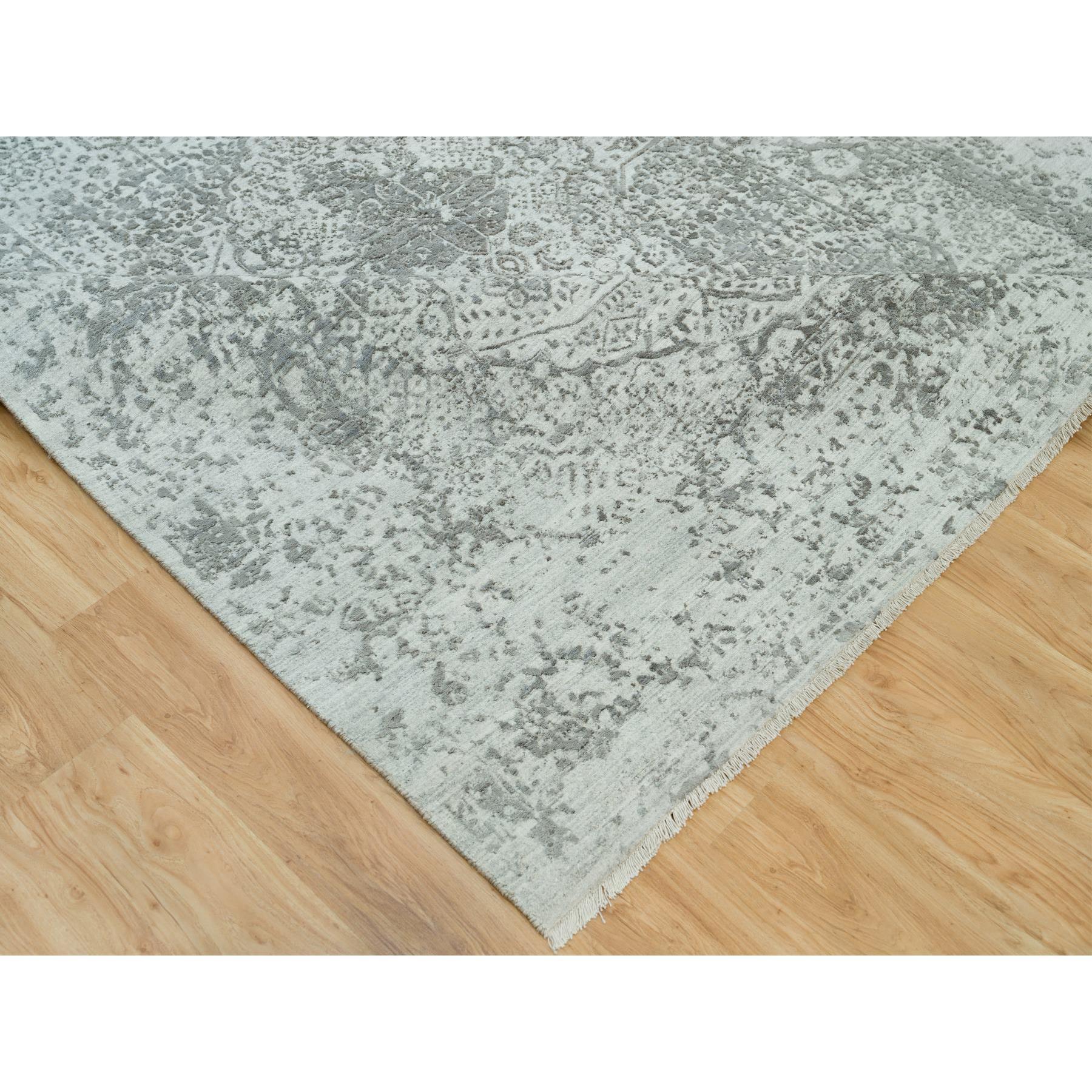 XXI secolo e contemporaneo Tappeto orientale in lana e seta Gray Broken Persian Design Annodato a mano 8'0