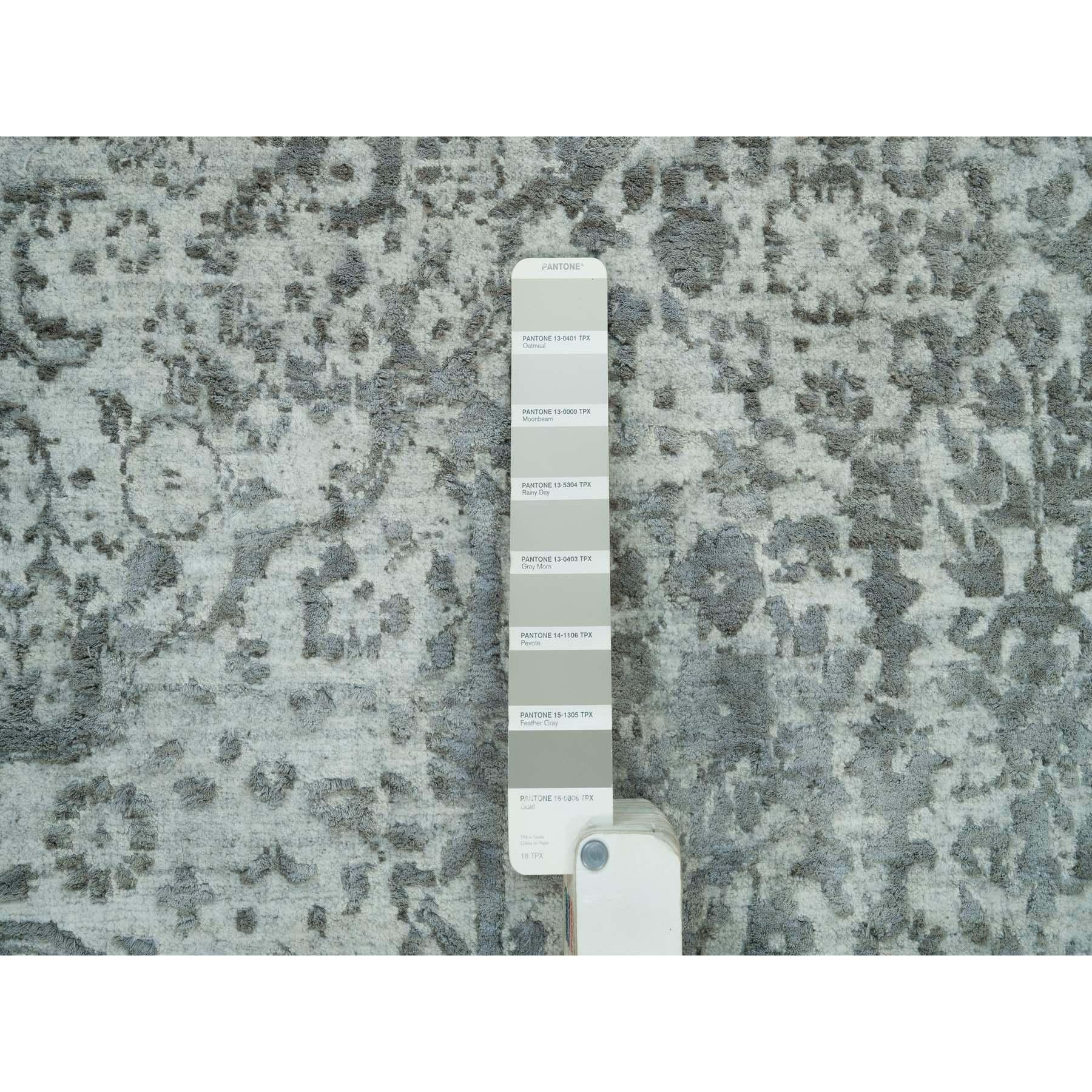 Seta Tappeto orientale in lana e seta Gray Broken Persian Design Annodato a mano 8'0