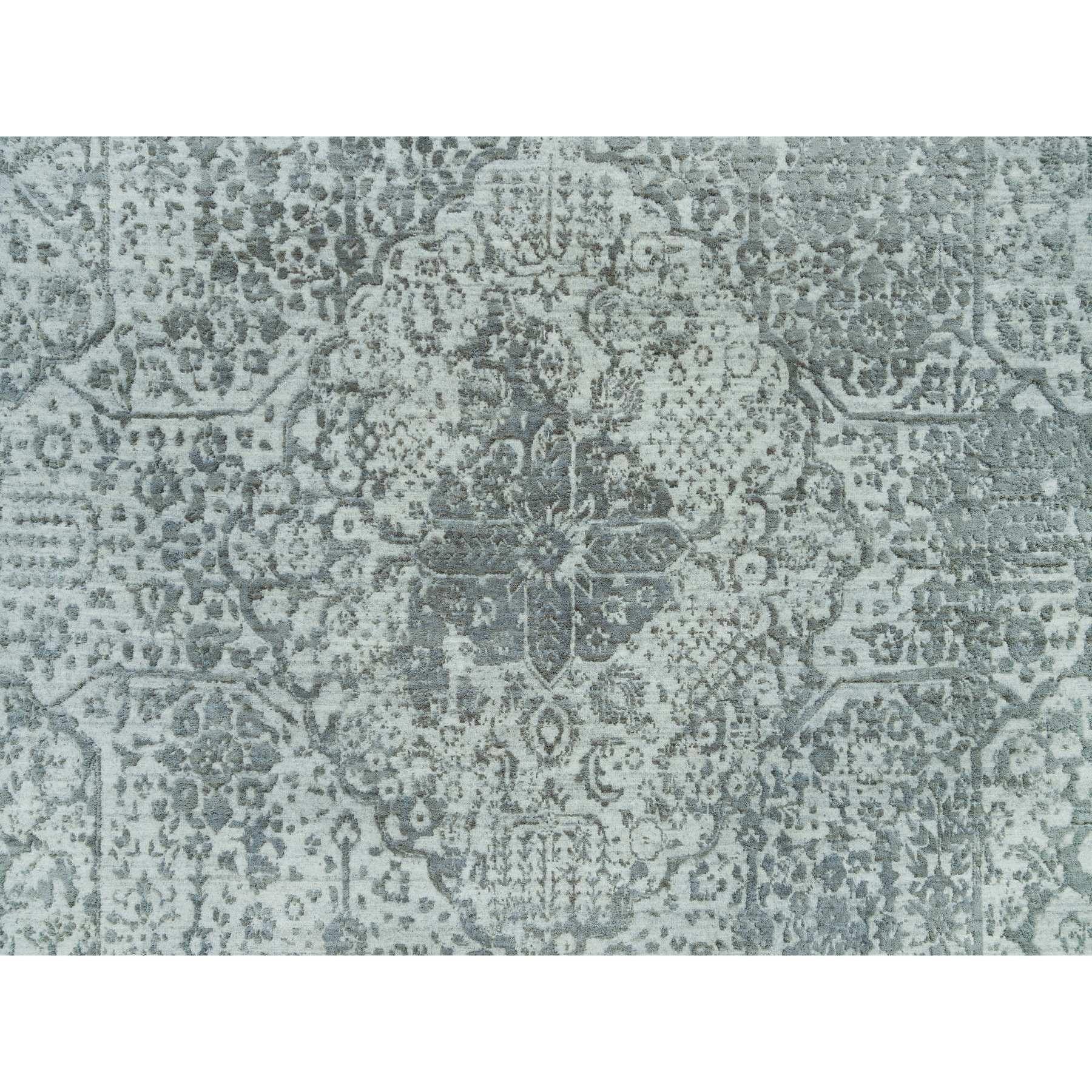 Tappeto orientale in lana e seta Gray Broken Persian Design Annodato a mano 8'0