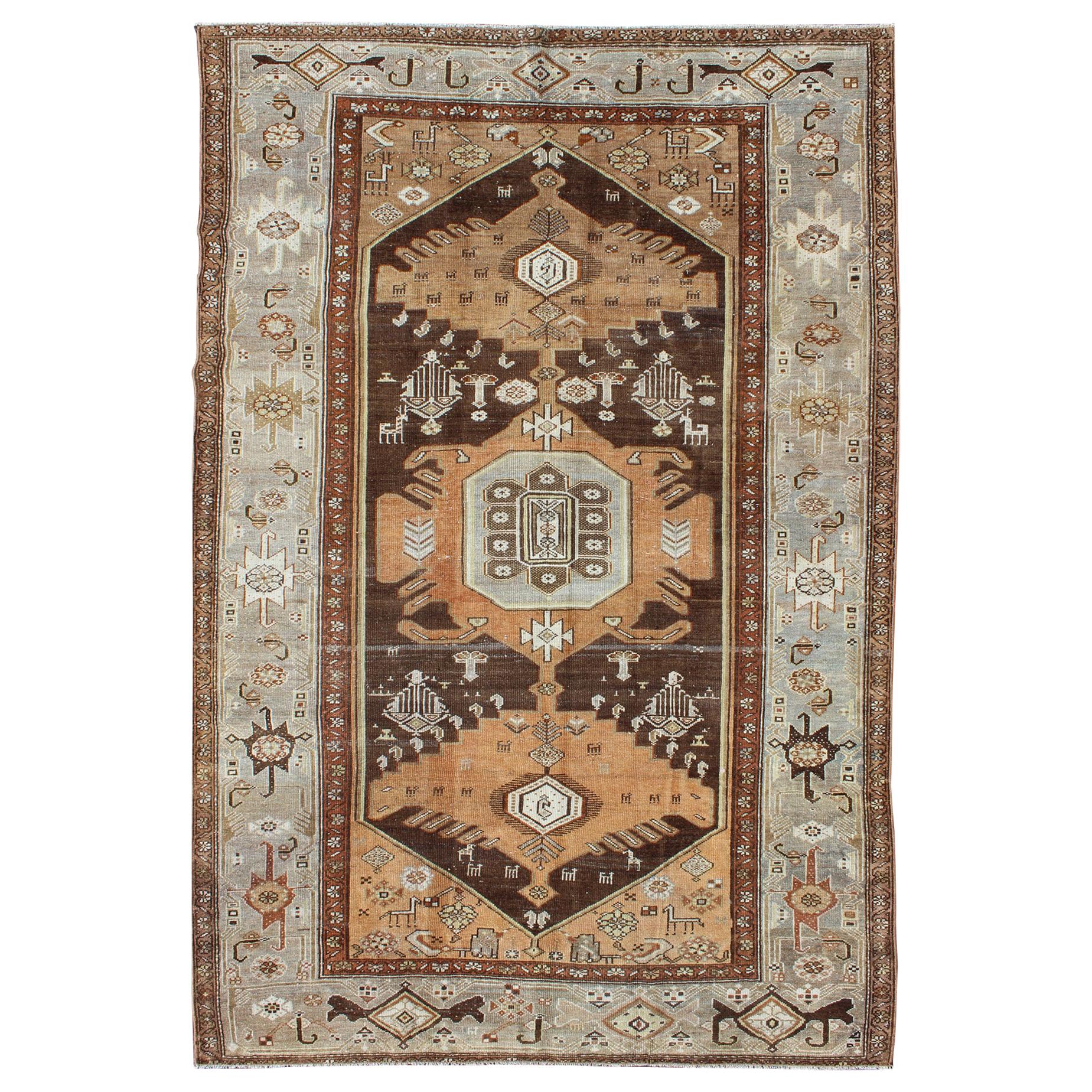 Antique One of Kind Persian Hamedan Enjelas Rug 3’11” x 4’4” main image 0