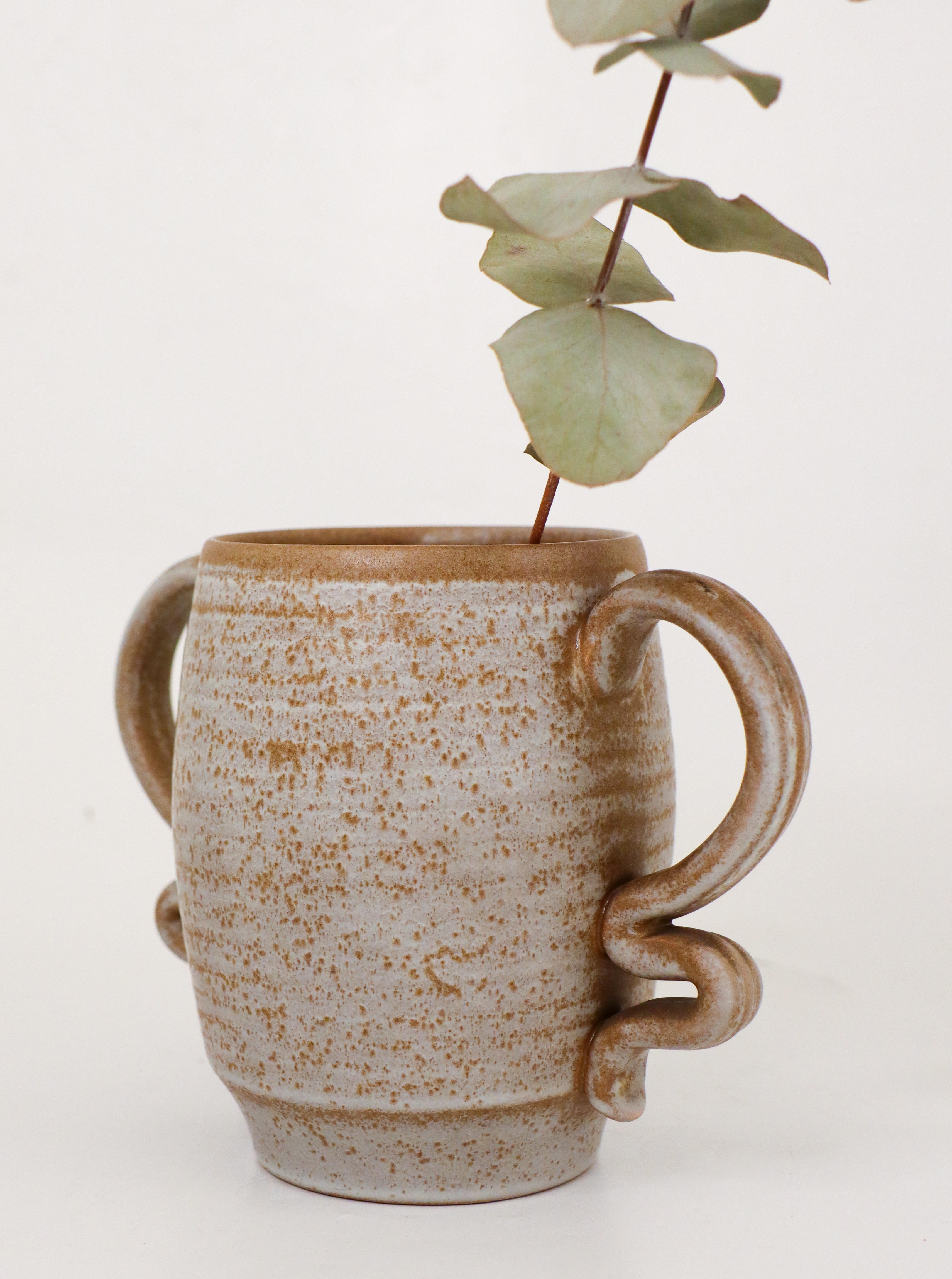 Swedish Gray / Brown Vase with handles Eva Jancke-Björk - Bo Fajans 1940s For Sale